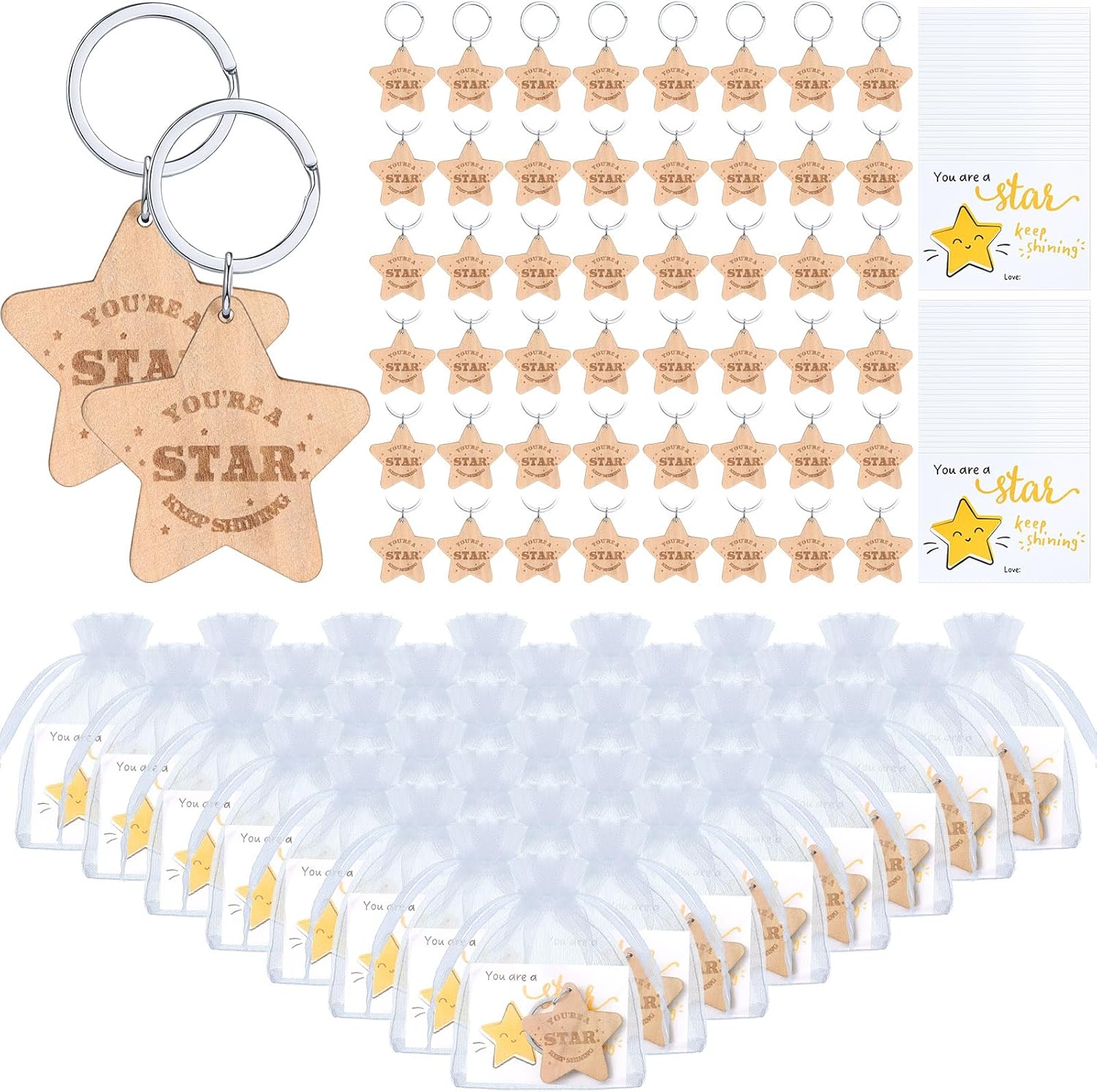 50 Back to School Gift Keychain Set with Cards and Bags
