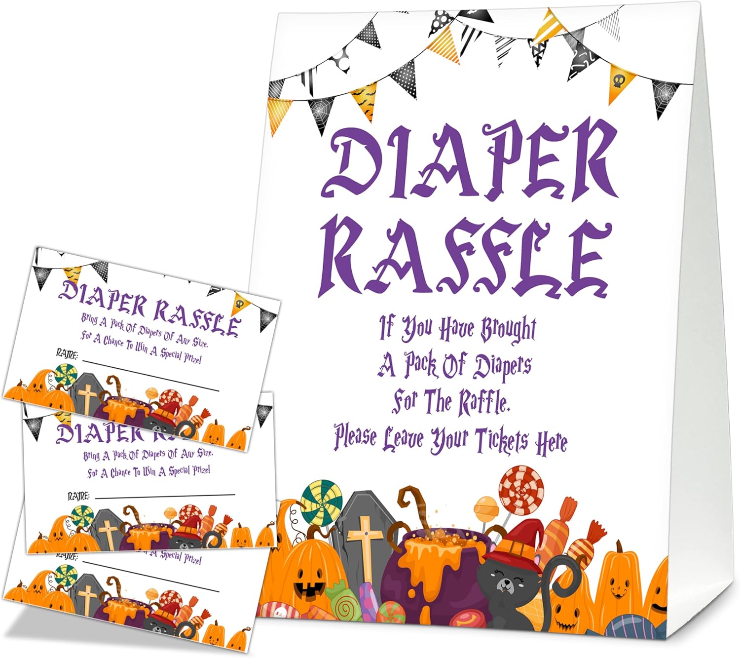 Halloween Diaper Raffle Game Sign And Tickets