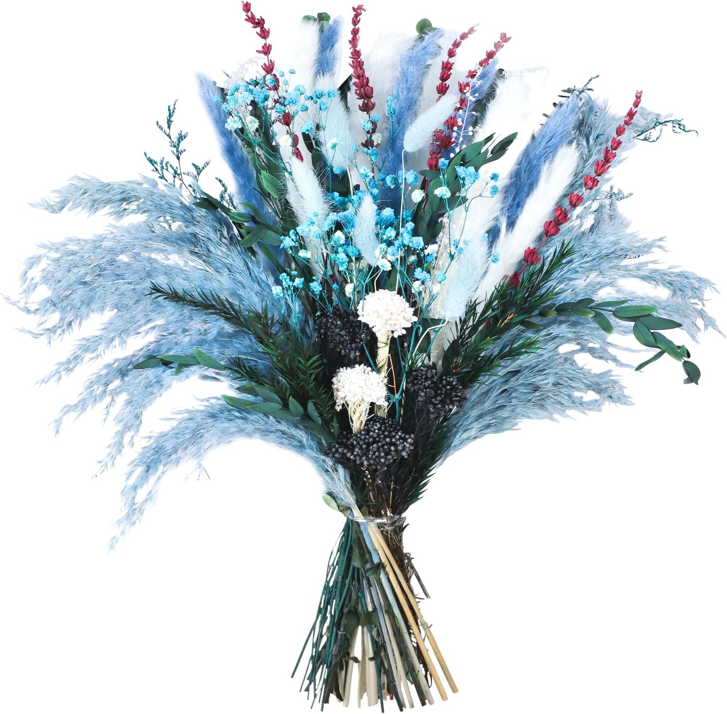 Blue Dried Flower Bouquet Boho Decor 17 Inch
