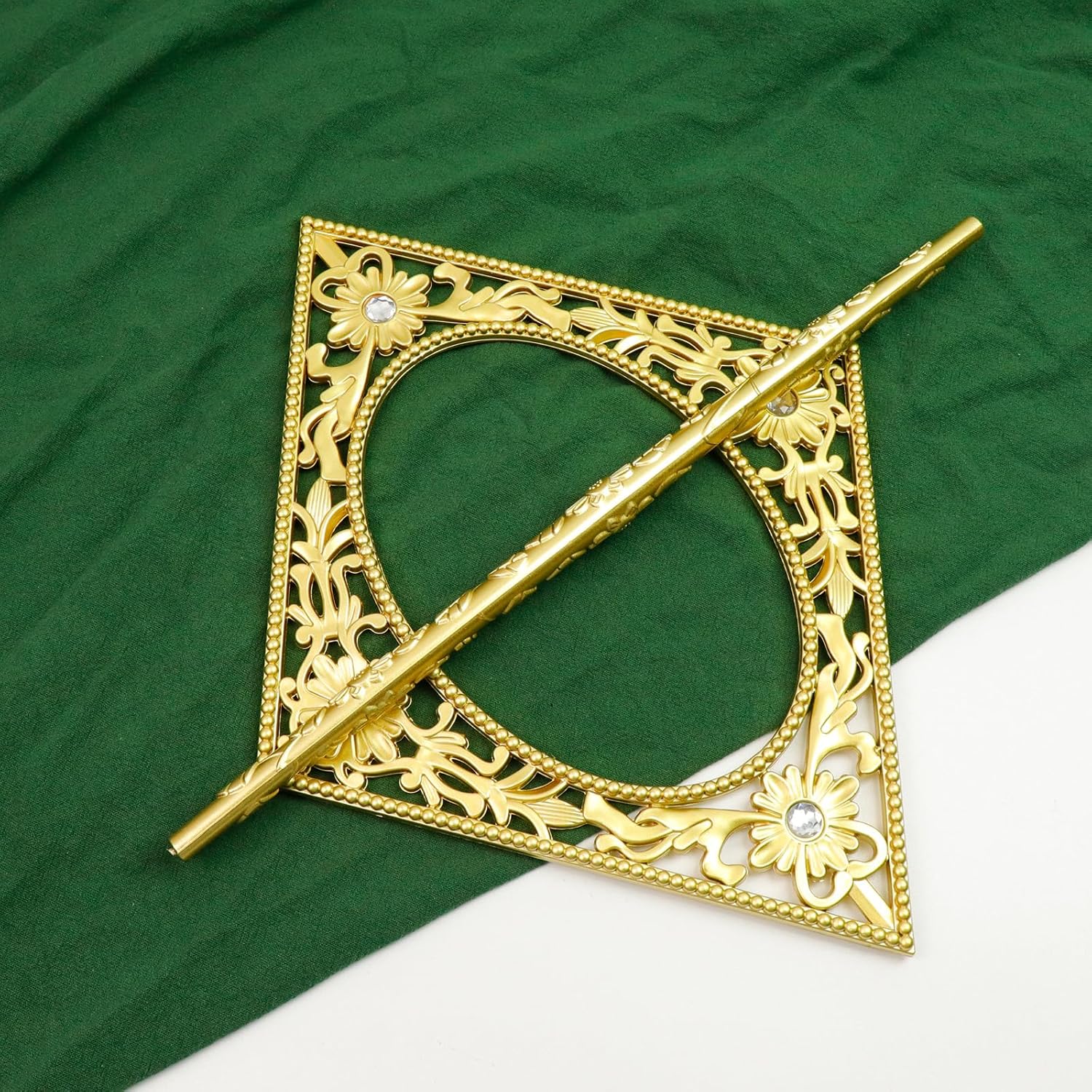 2 Pack Rhombic Gold Curtain Holdbacks with Fixed Rods