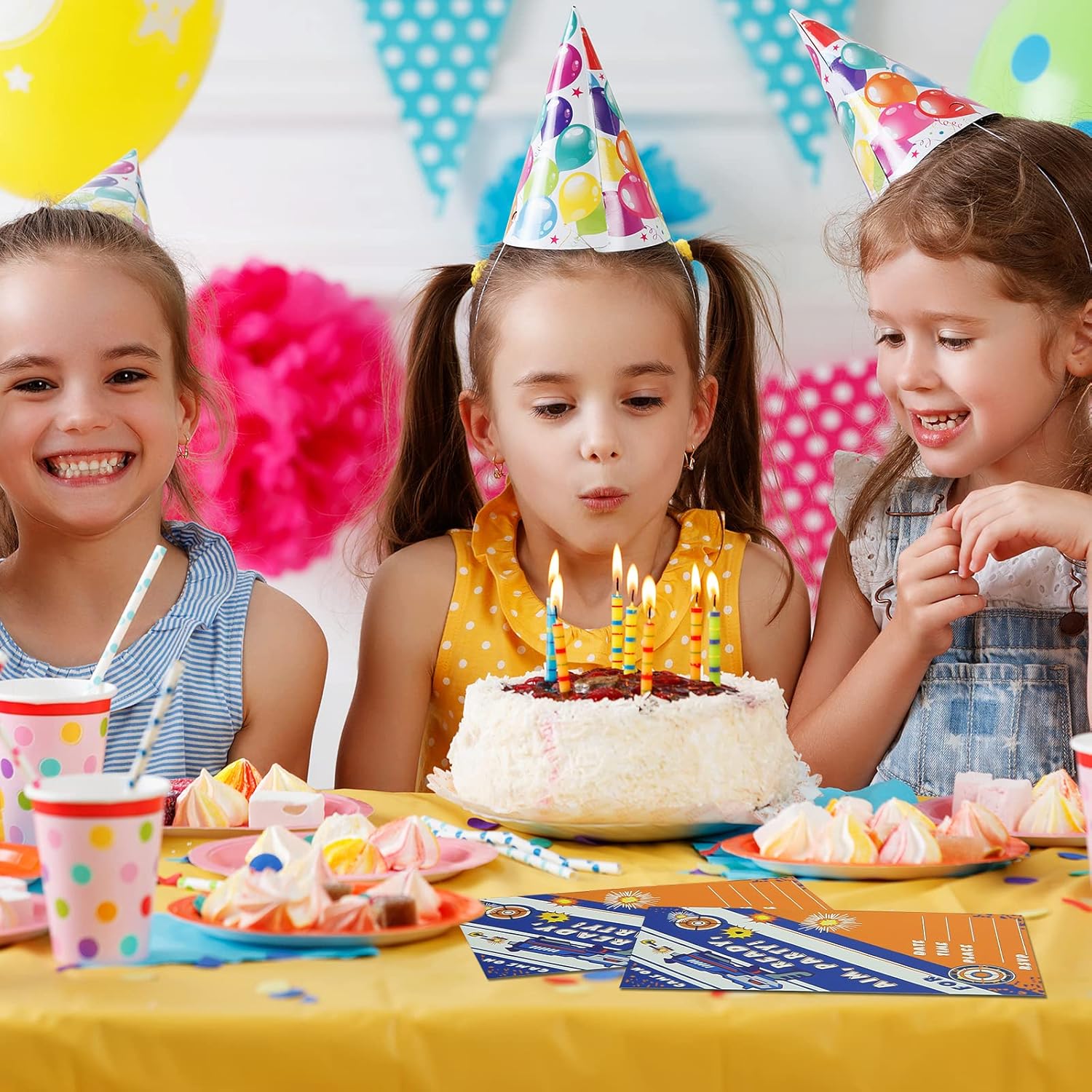 24 Pack Dart War Party Invitations with Stickers and Envelopes
