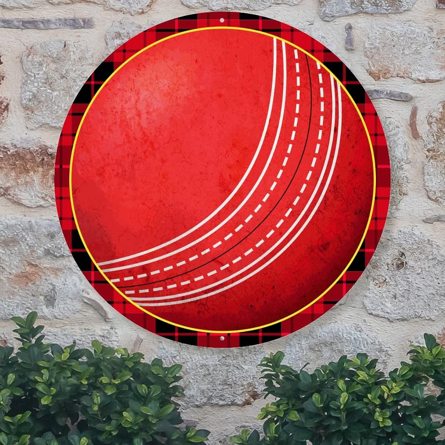 Madcolitote Cricket Ball Welcome Sign 9x9in