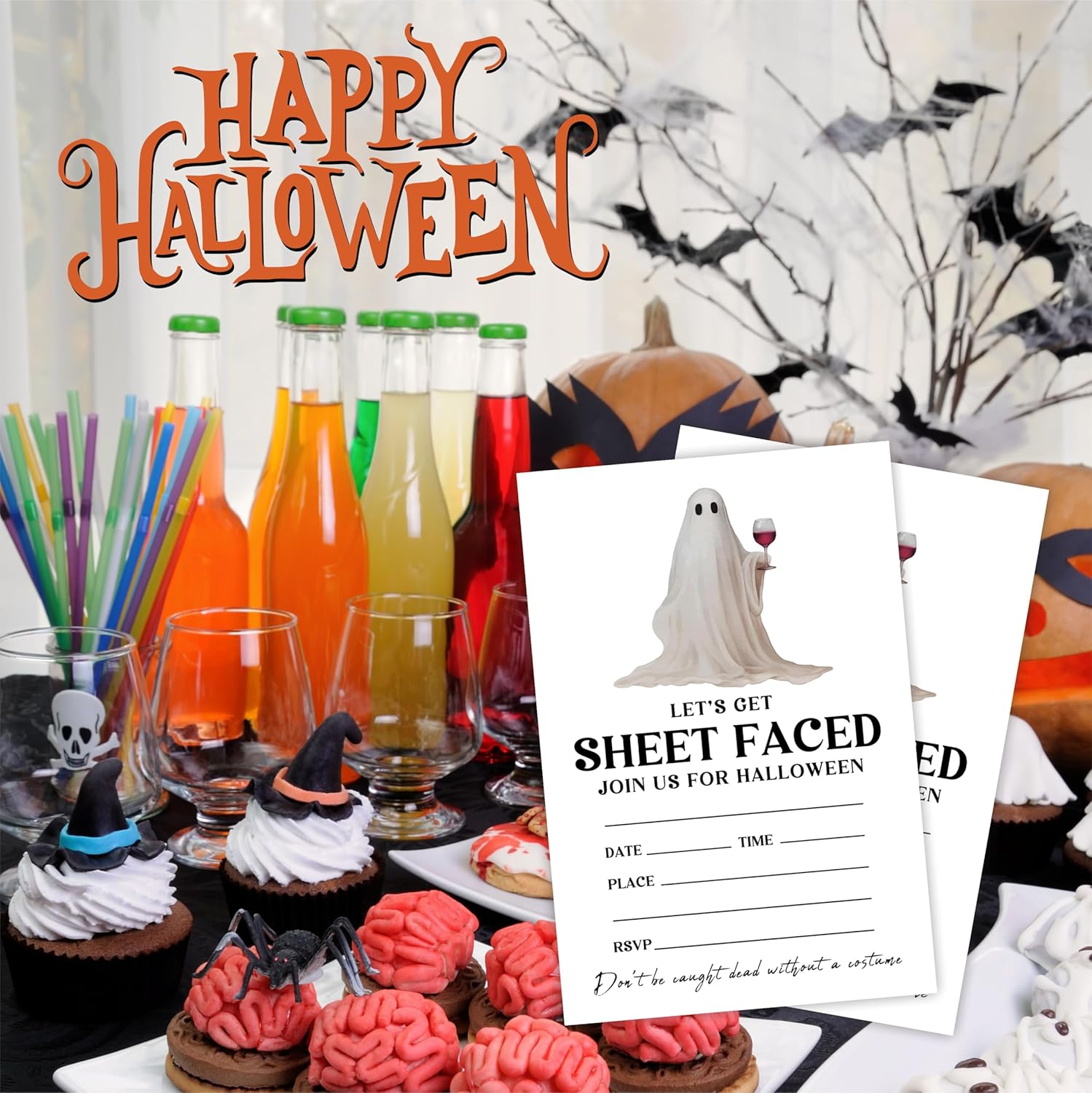 EXW Halloween Party Invitations With Envelopes - 20 Set