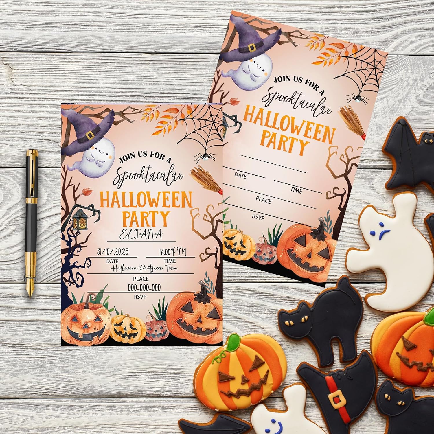 Vintage Halloween Party Invitations Cards with Envelopes