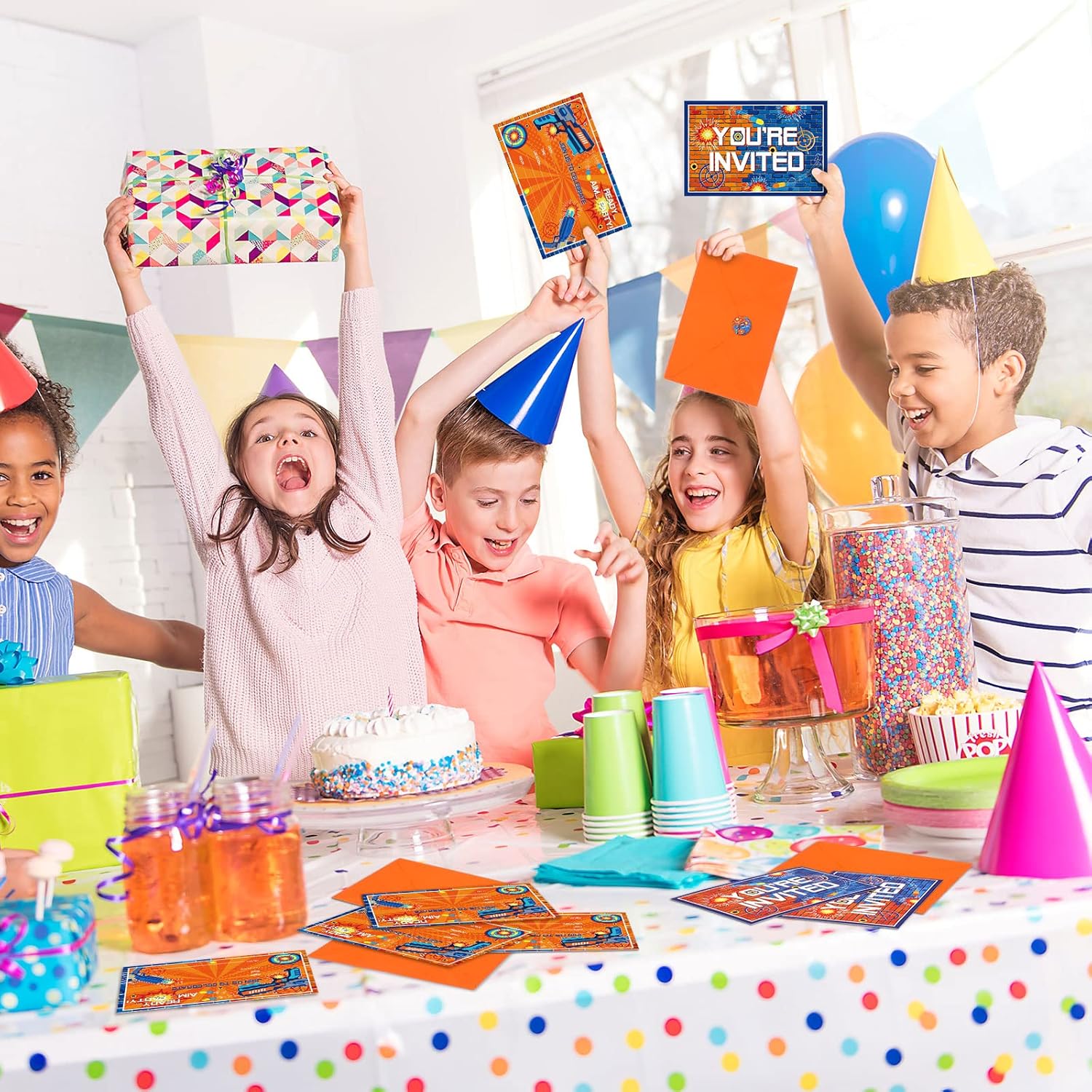 30 Pcs Dart Party Invitations with Gun Stickers