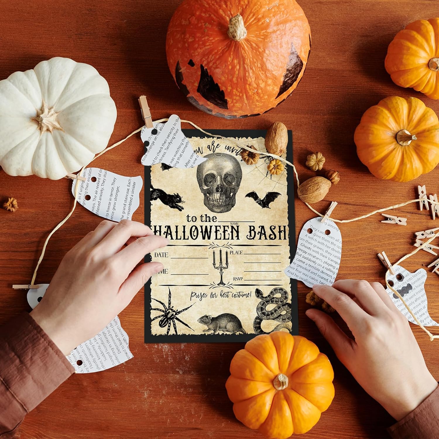 Whaline Halloween Invitation Cards with Envelopes Set of 25