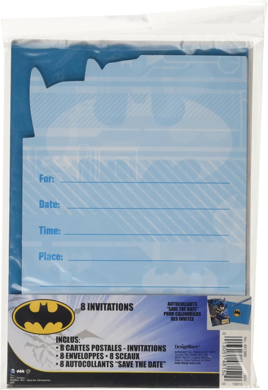 Batman Postcard Invitations Party Favor Set