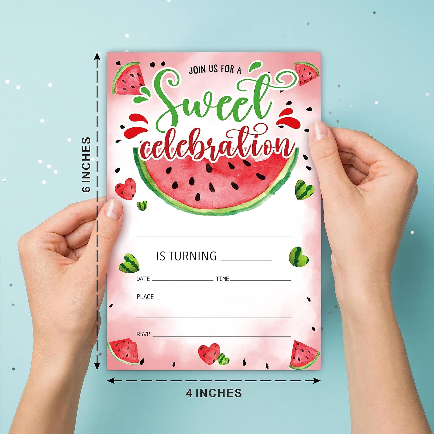 Watermelon Birthday Invitations - 20 Cards With Envelopes