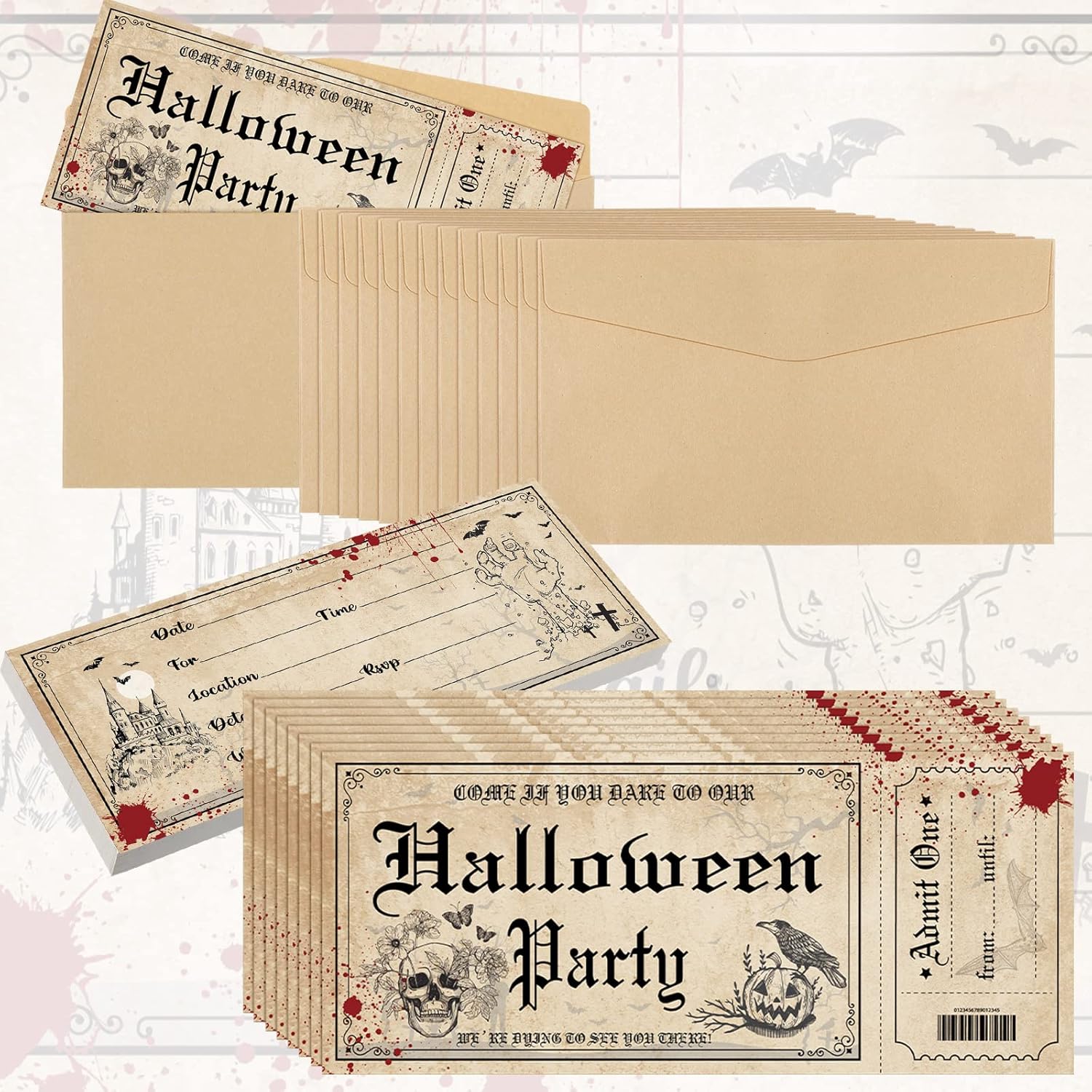 Geelin Halloween Party Invitations 30 Pcs with Envelopes