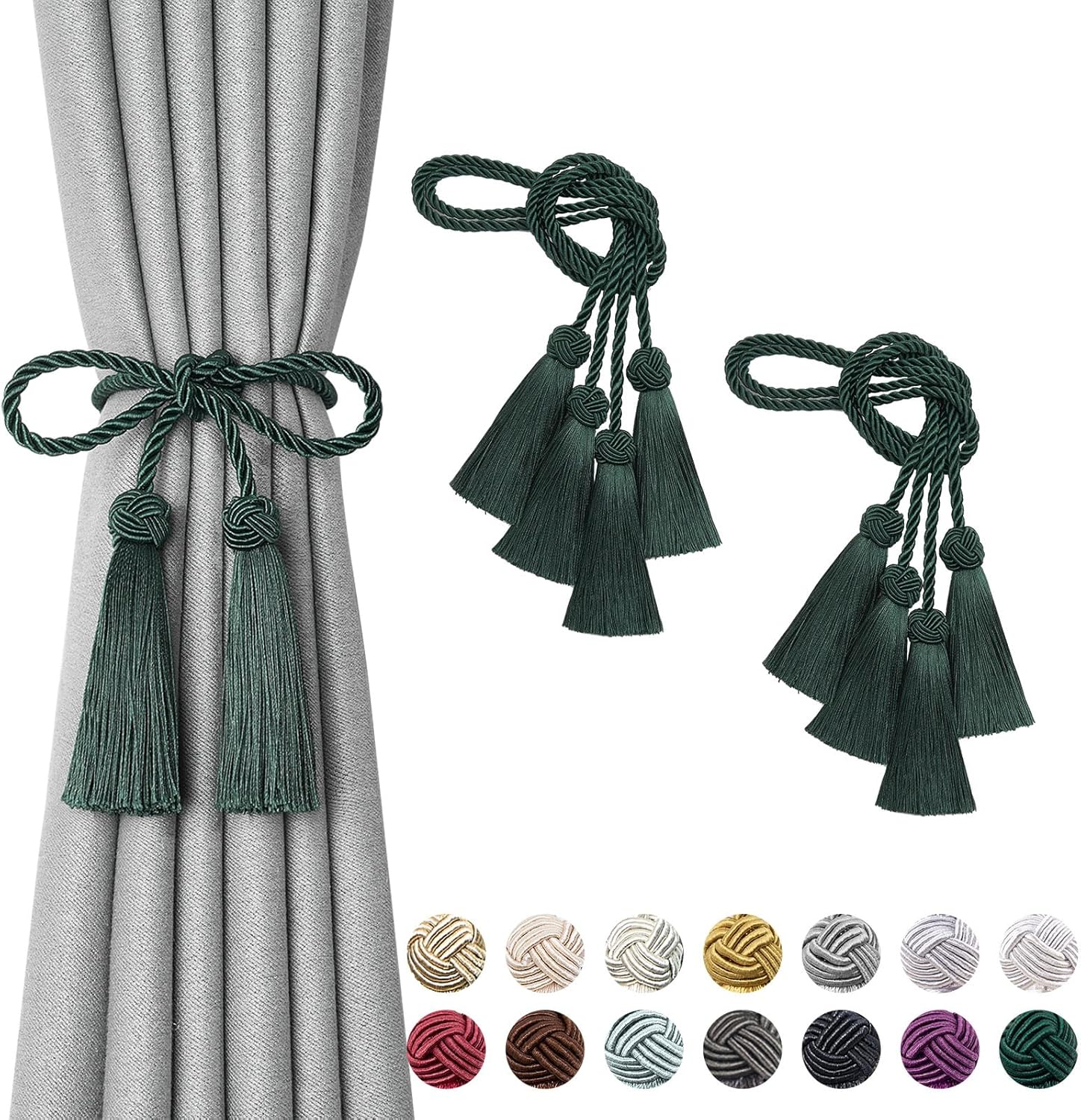 NICEEC 4 Pack Double-Ended Tassel Curtain Tiebacks
