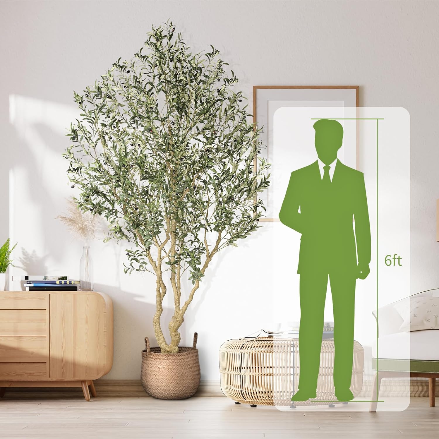 Realead 8ft Artificial Olive Tree with Realistic Leaves and Olives