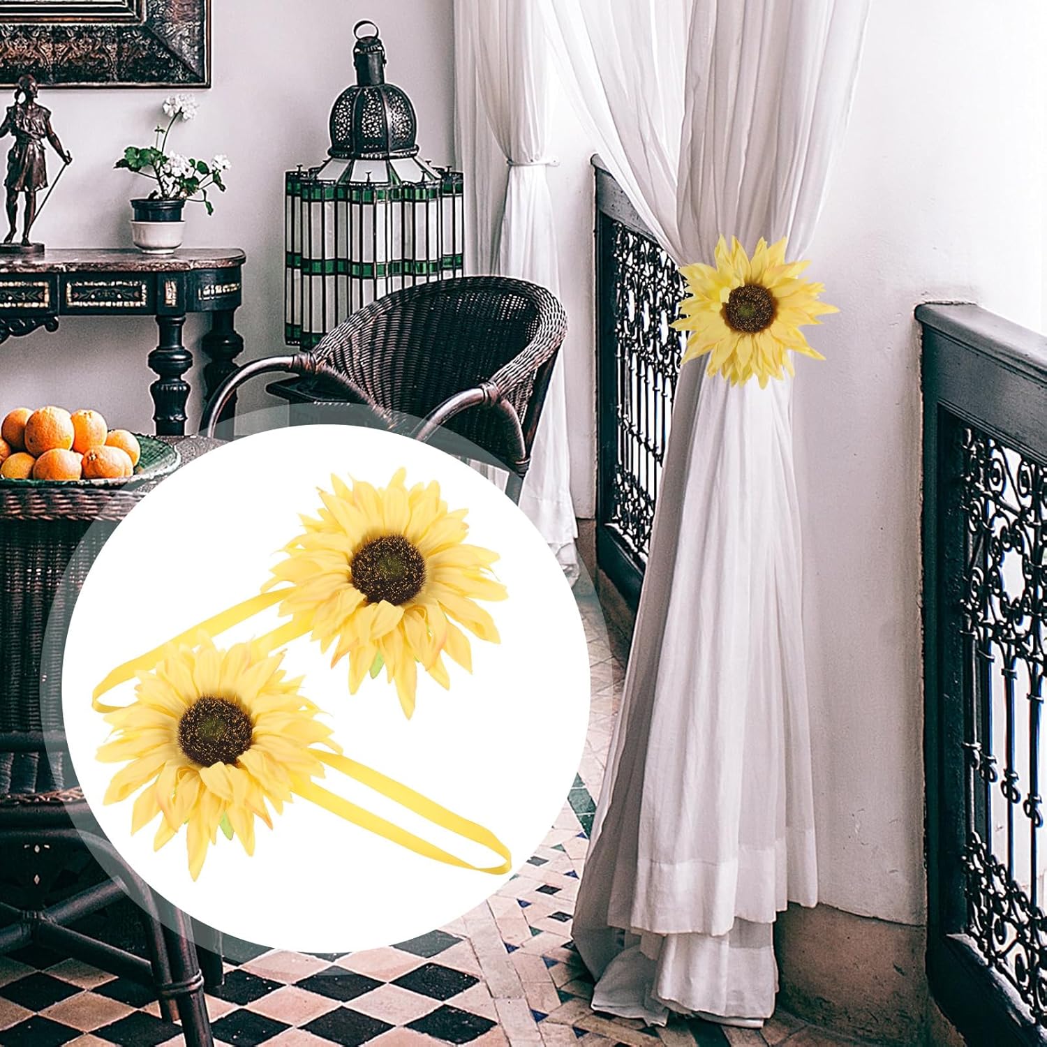 Sunflower Curtain Holdbacks for Summer Windows