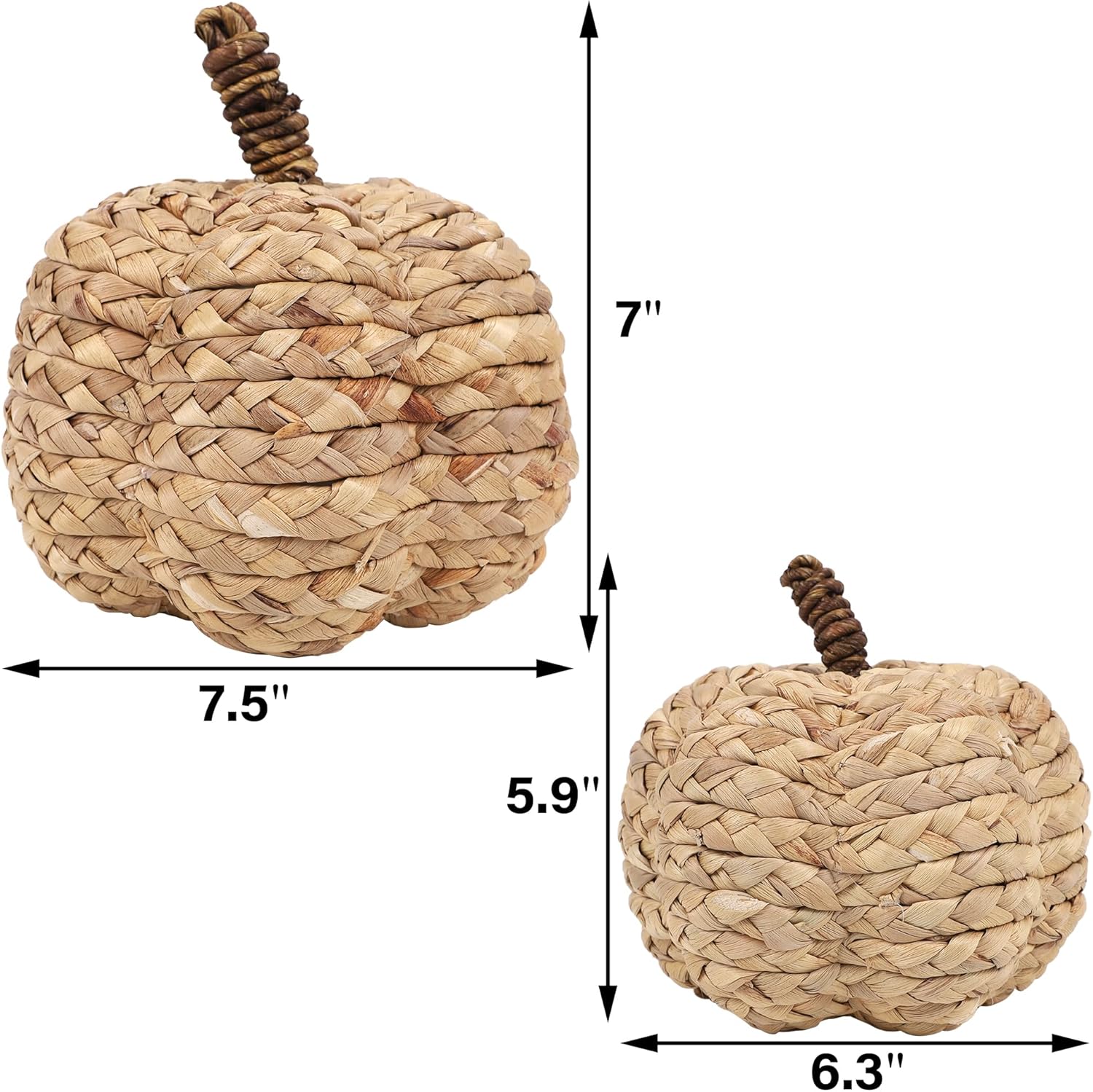 Winemana 2 Pack Beige Woven Pumpkin Decorations