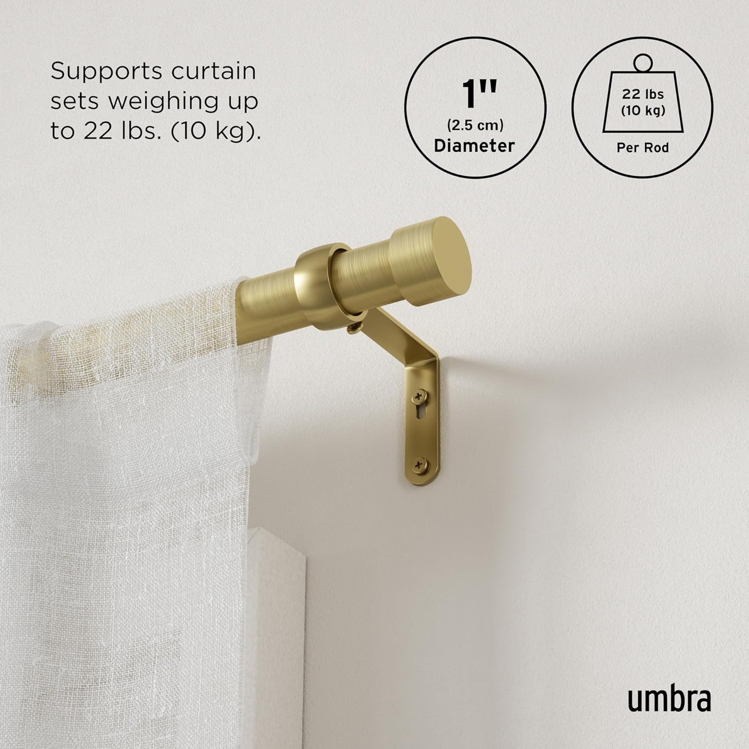 Umbra Cappa Curtain Rod 1 Inch 66 to 120 Inches