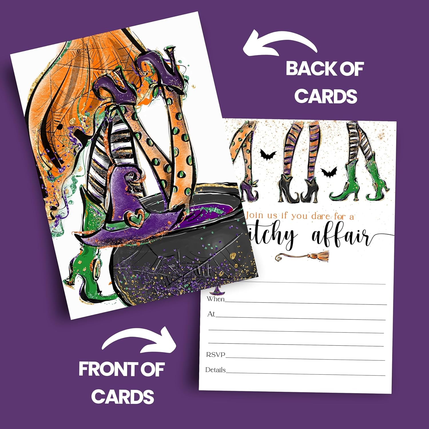 Witchy Fun Invitations with Envelopes - 25 Pack