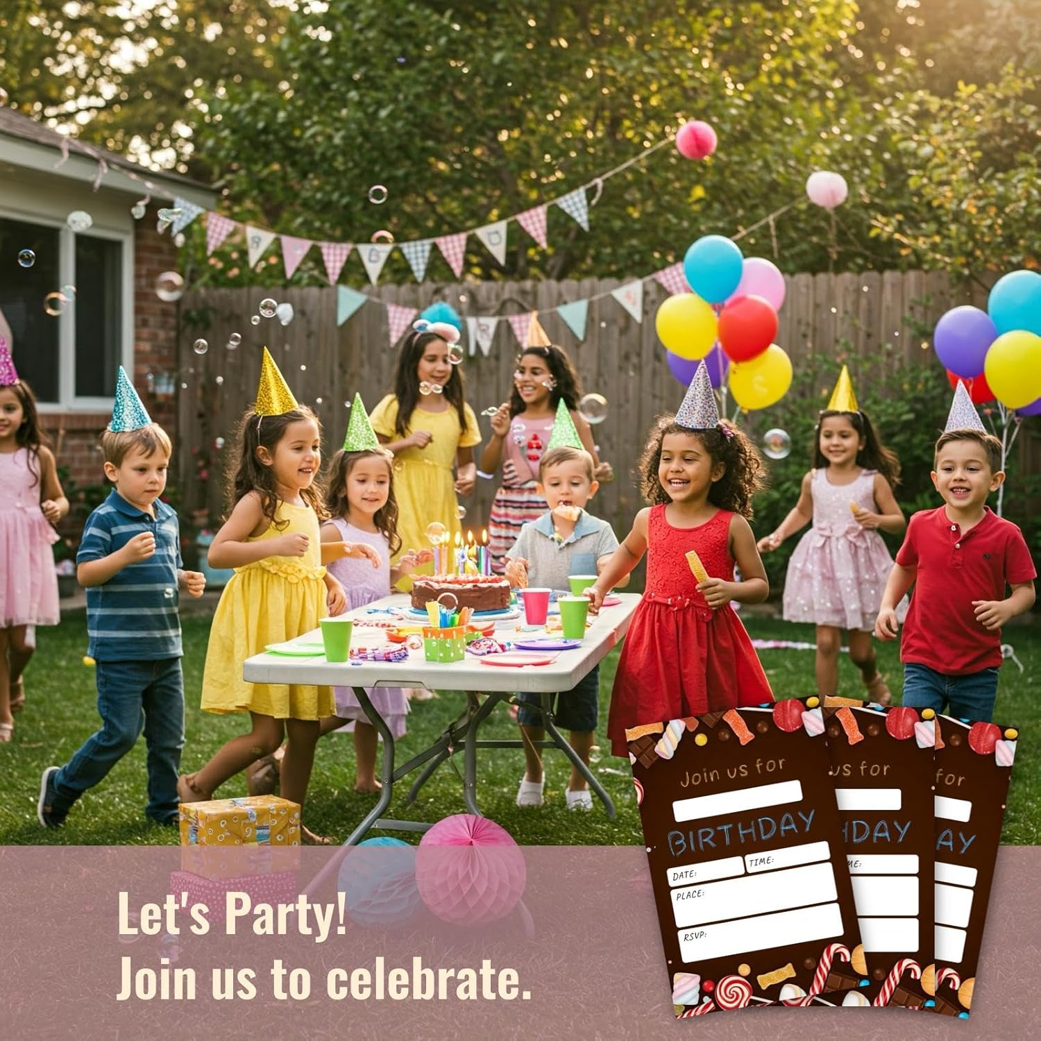 WENFLY Candy Birthday Invitations Kit 25 Pcs 4x6 Inch