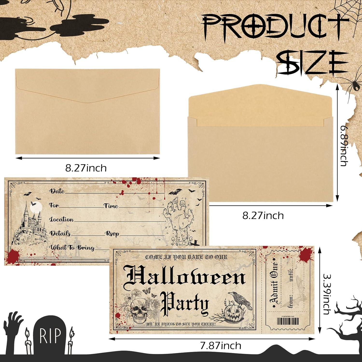 Geelin Halloween Party Invitations 30 Pcs with Envelopes