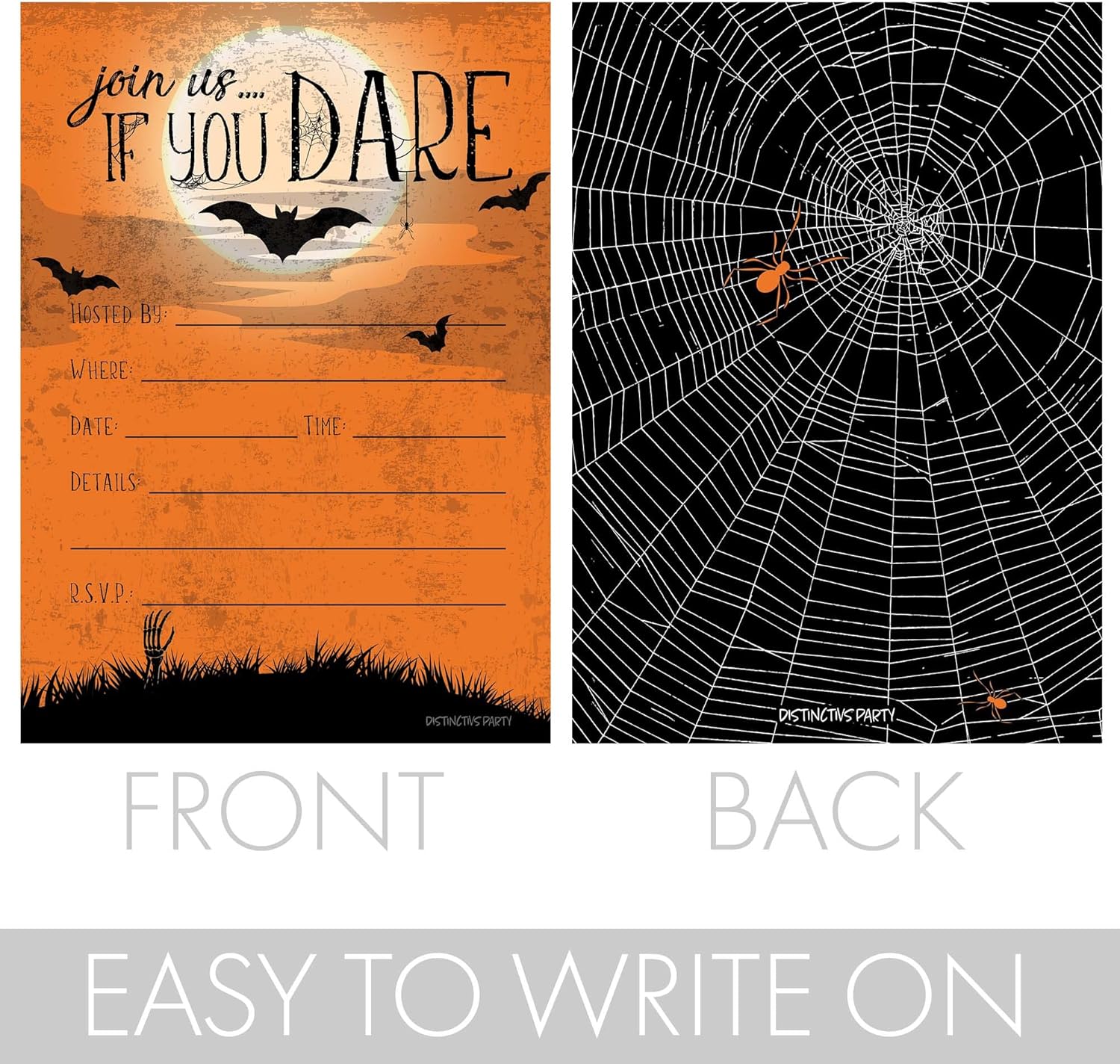 DISTINCTIVS Halloween Party Invitations with Envelopes
