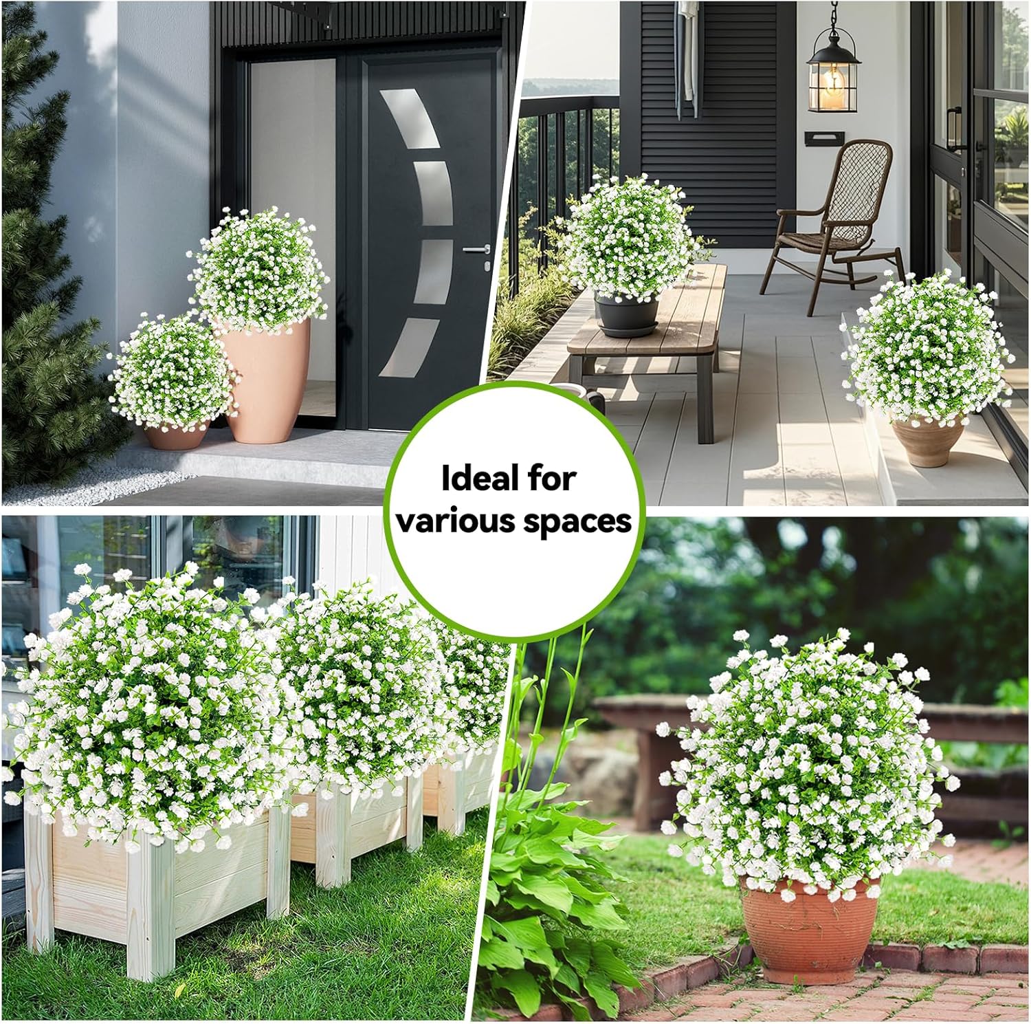2 Pack Artificial Boxwood Topiary Trees with UV Resistant Ground Spikes