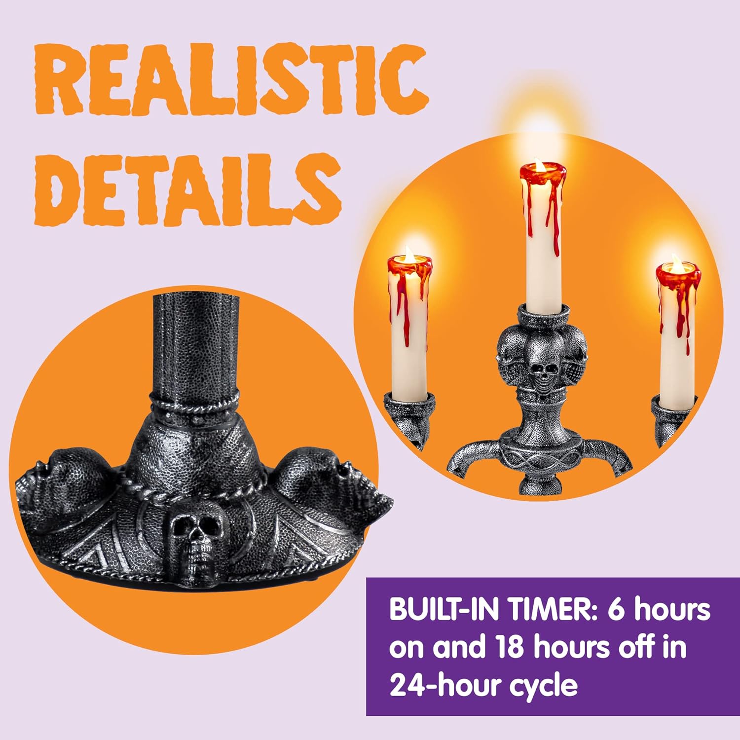 JOYIN 2 Pcs LED Candelabra Halloween Decorations