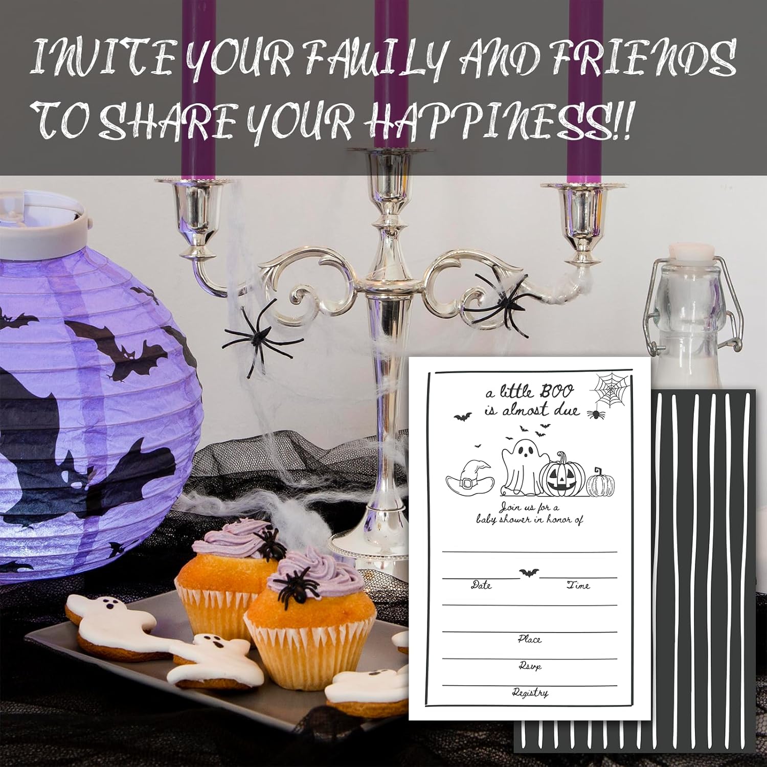 Halloween Baby Shower Invites 25 Double Sided with Envelopes