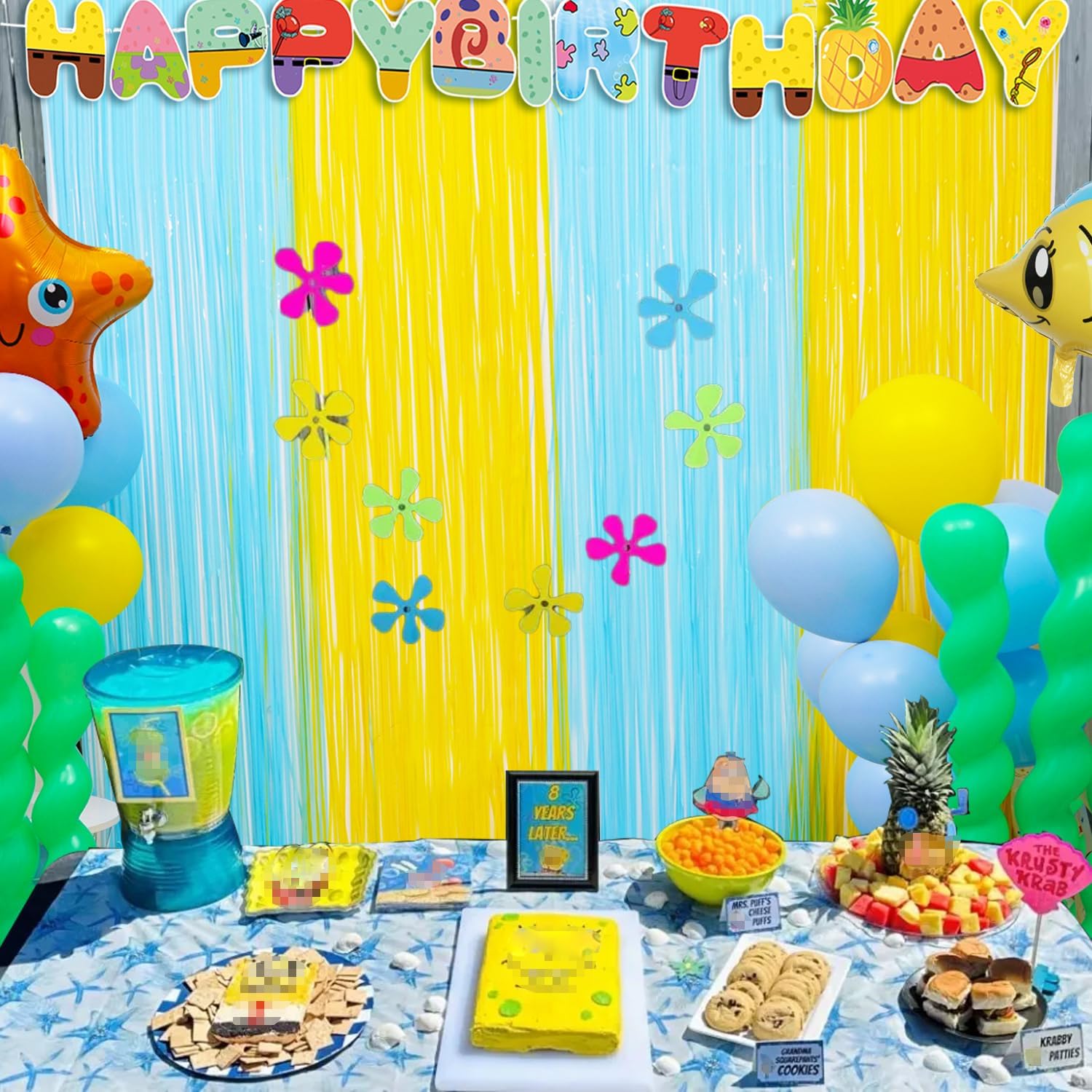 Sponge Birthday Party Decorations 2 Pack Foil Fringe Curtains