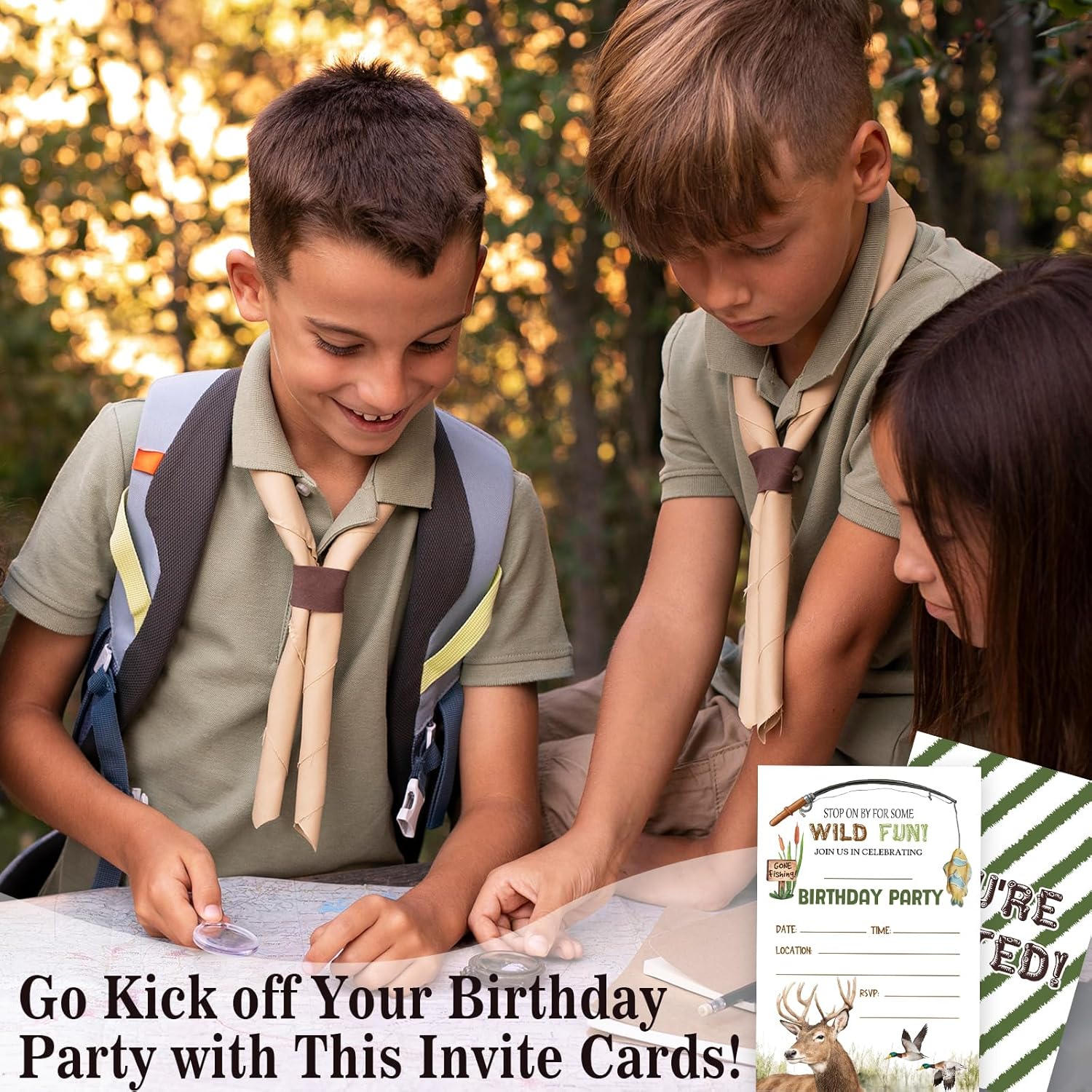 Wild Fun Birthday Invitations 20 Pack with Envelopes
