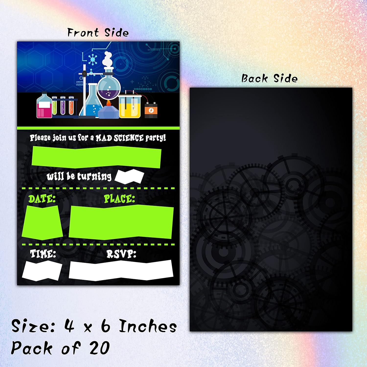 Science Birthday Invitations with Envelopes - 20 Pack