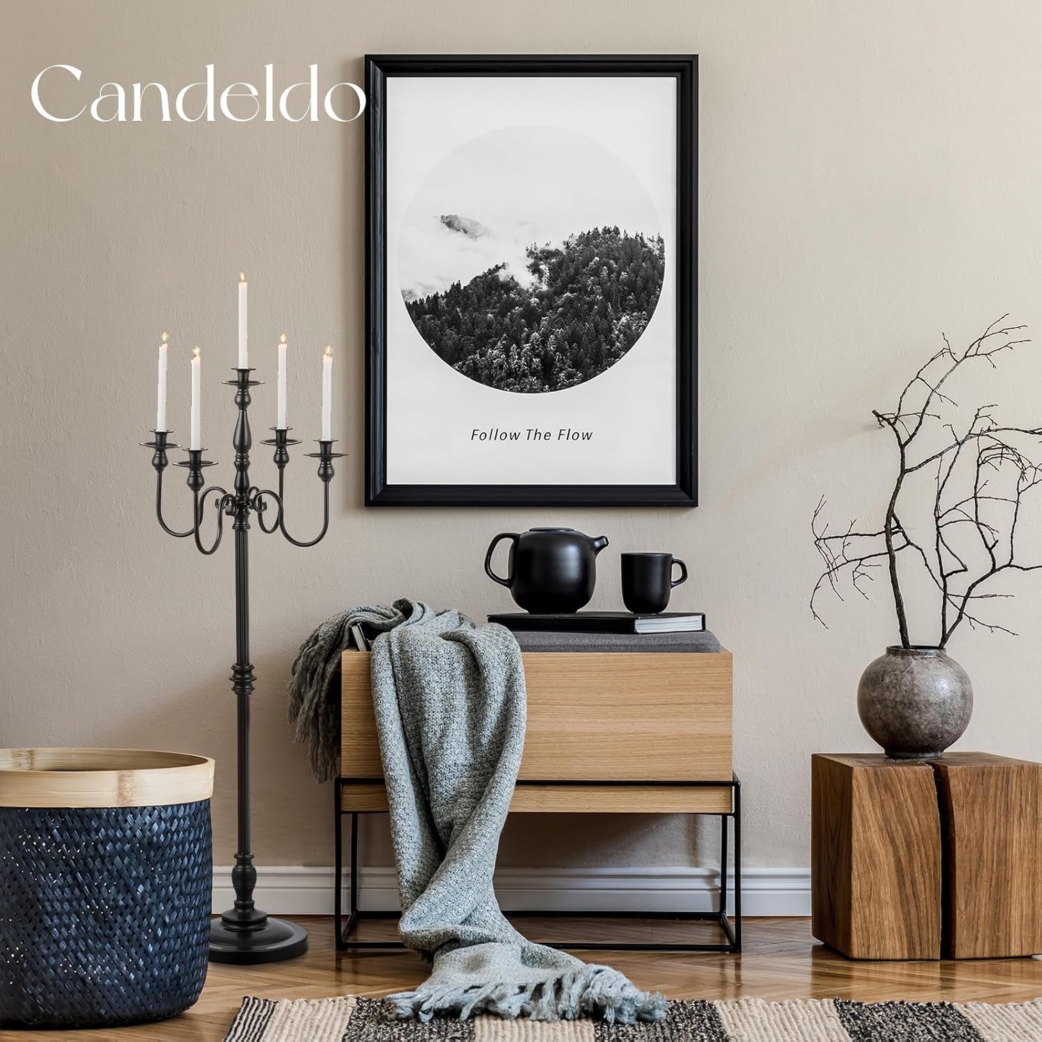 Candeldo 48 Inches Black Candelabra Set of 2