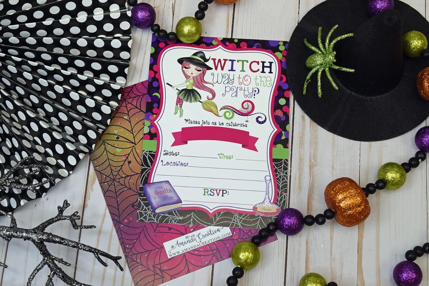 Fancy Halloween Witch Party Invites 20 5x7 Fill In Cards