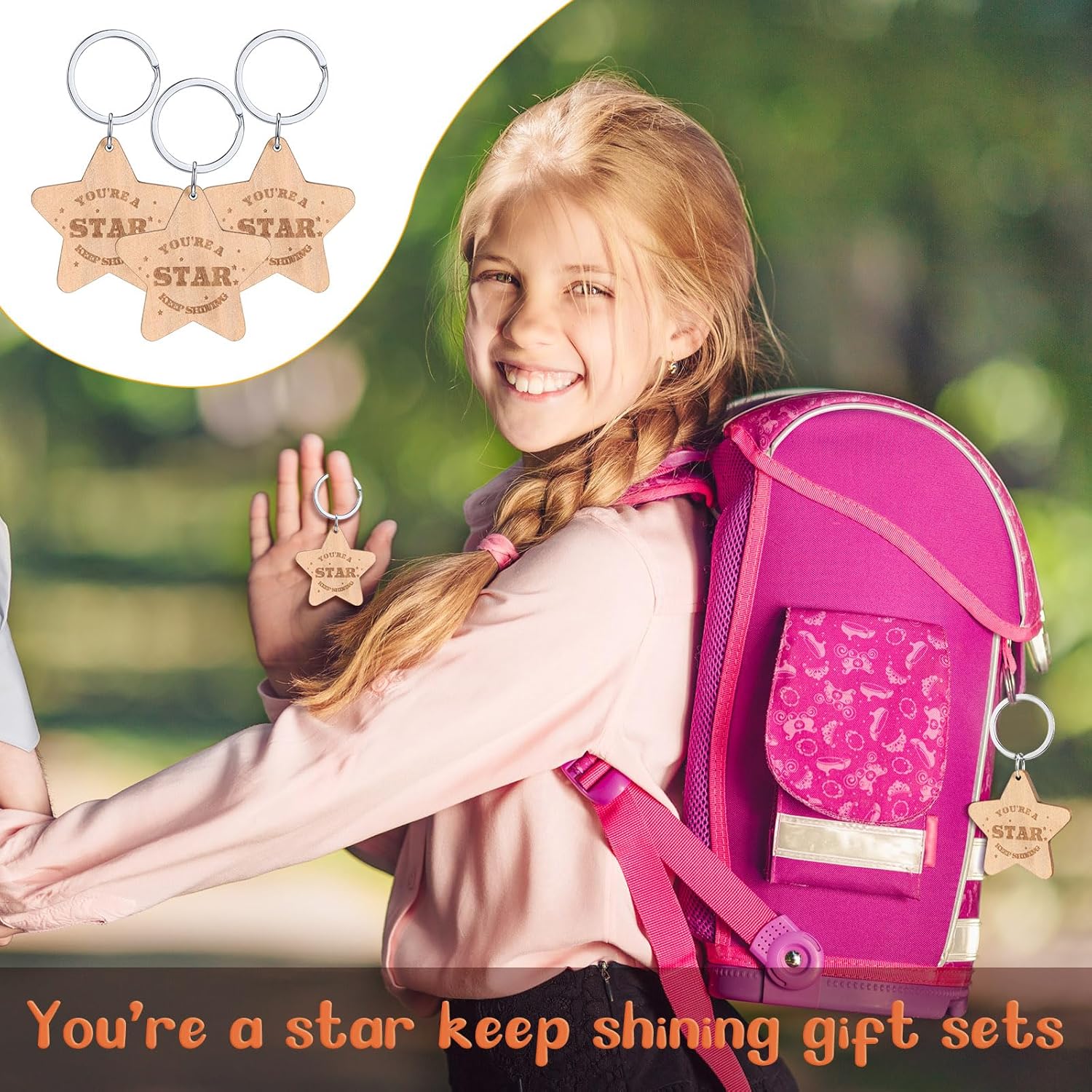 50 Back to School Gift Keychain Set with Cards and Bags