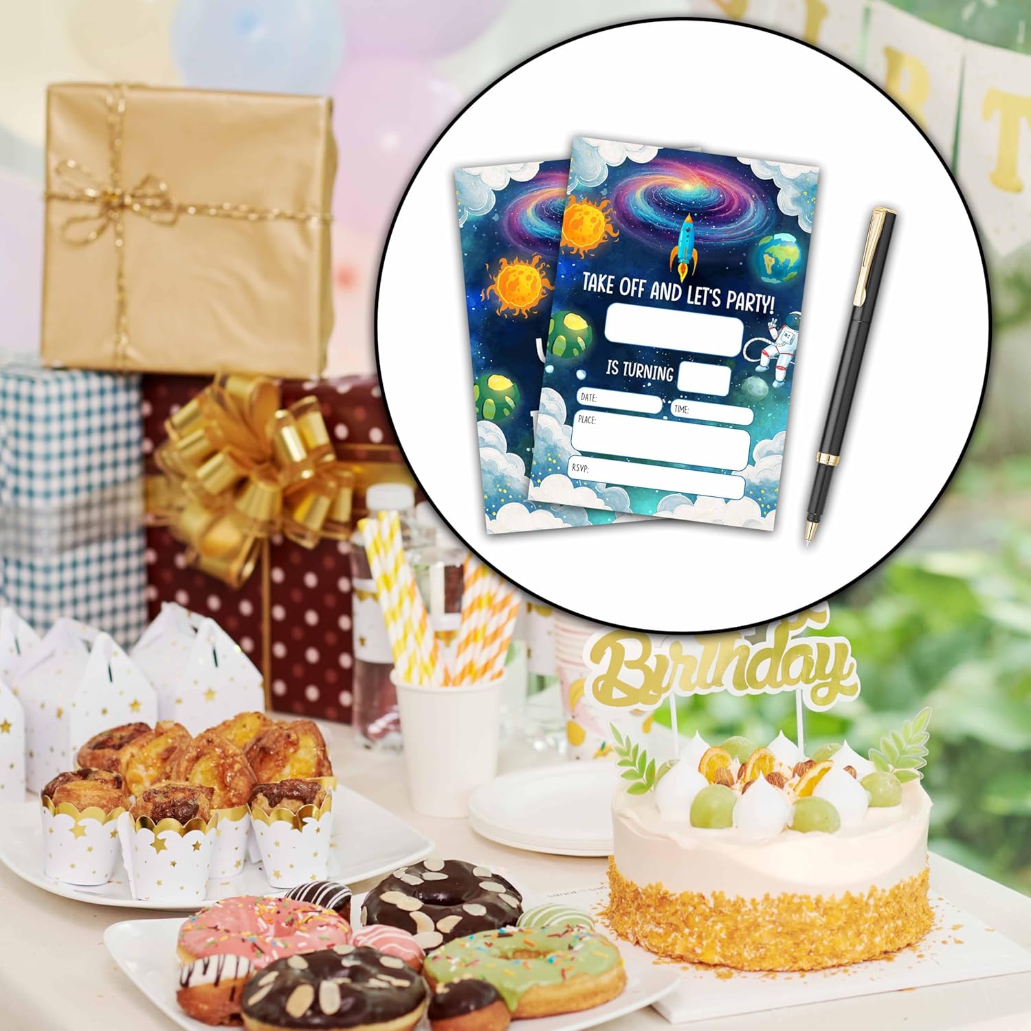 Outer Space Birthday Invitations with Envelopes A28