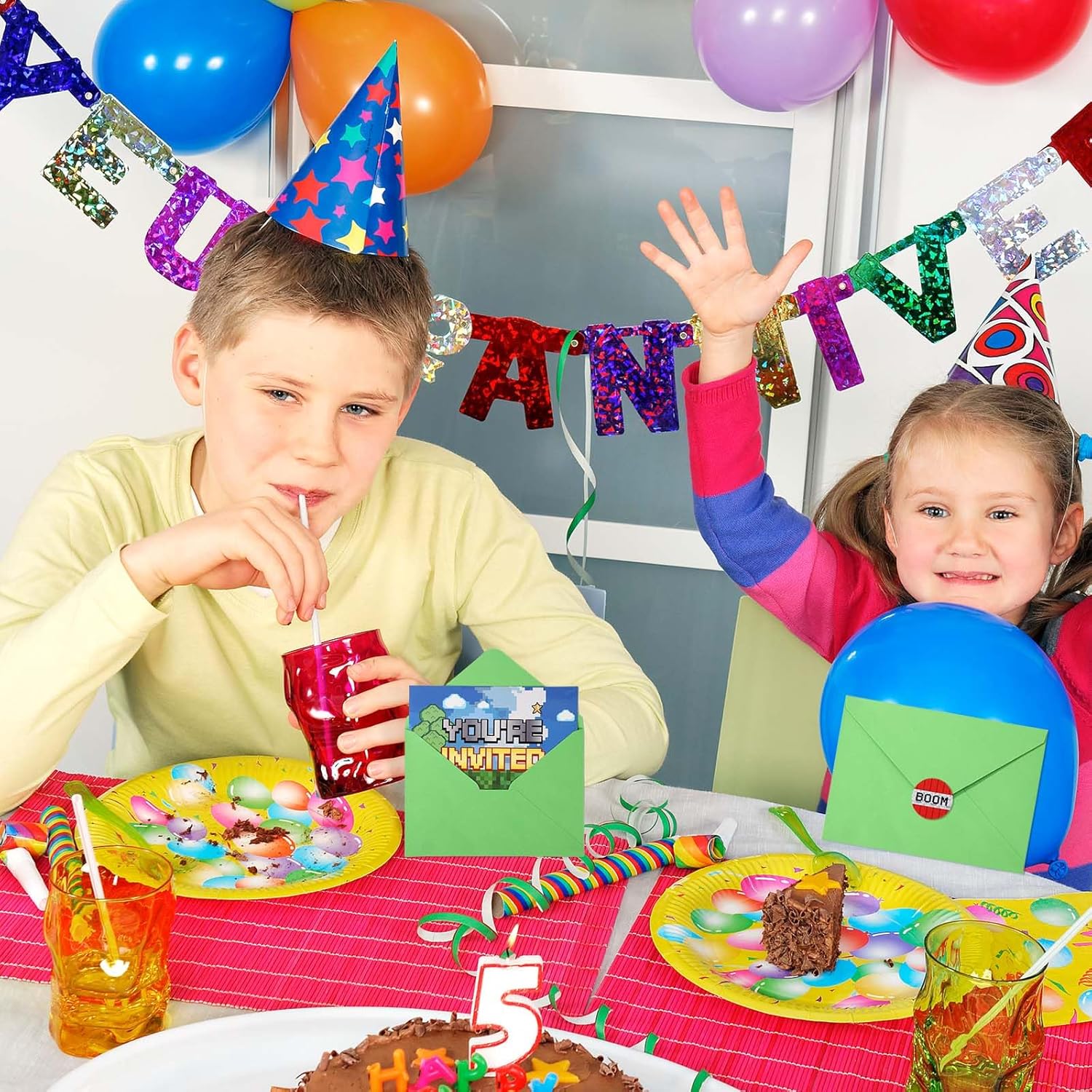 20pcs Video Game Birthday Invites with Envelopes and Stickers