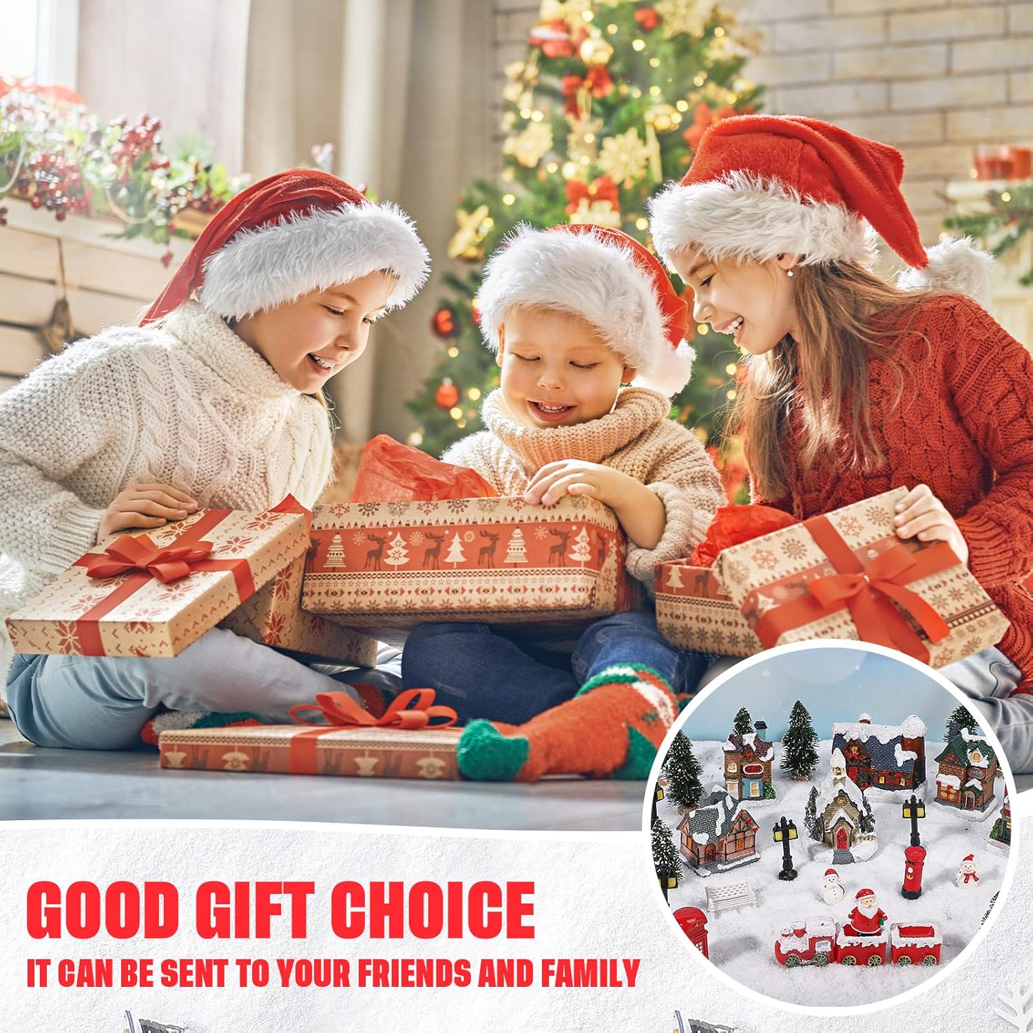 Zubebe 30 Pcs LED Christmas Village Houses Set