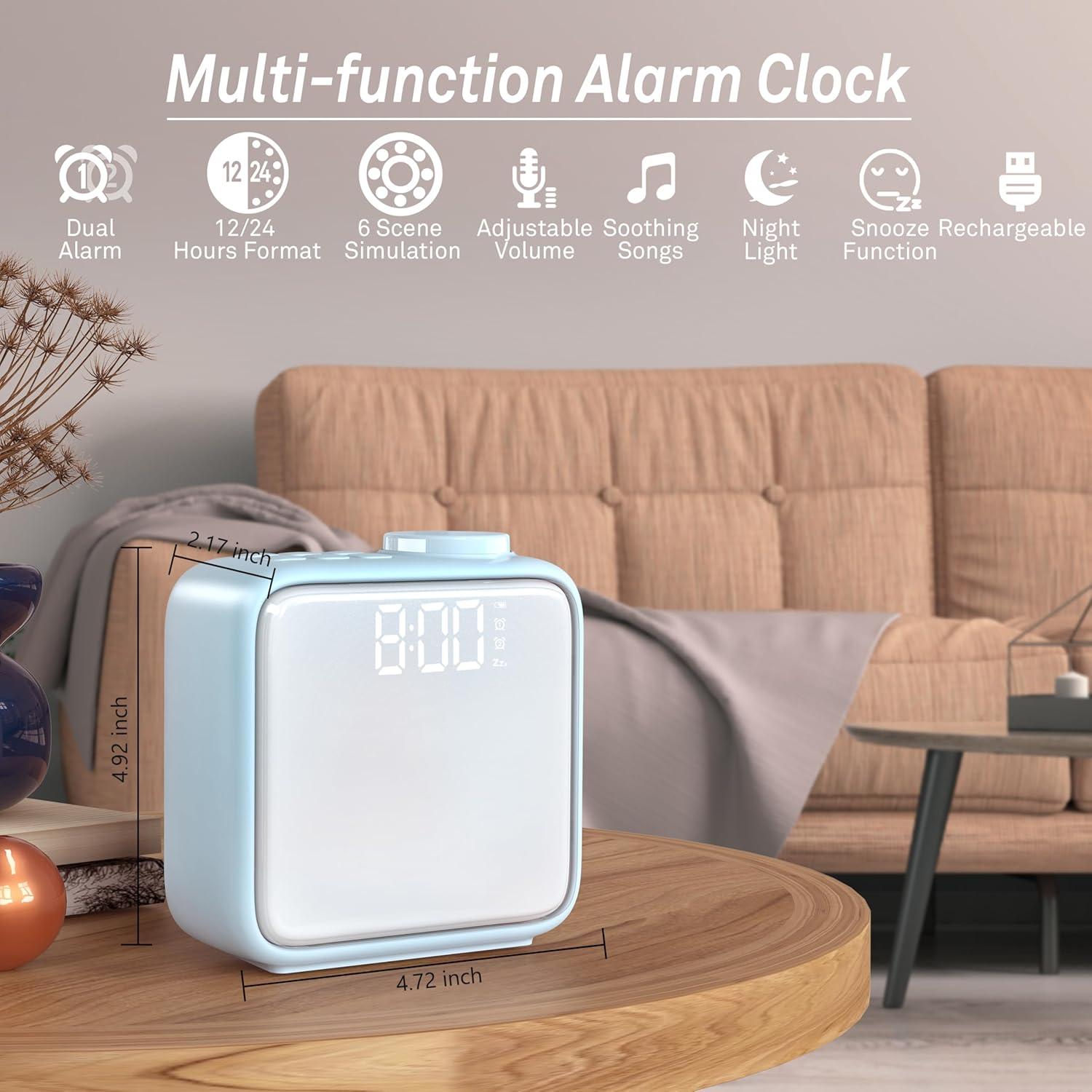 Airivo Alarm Clock Night Light with 6 Scenes and White Noise