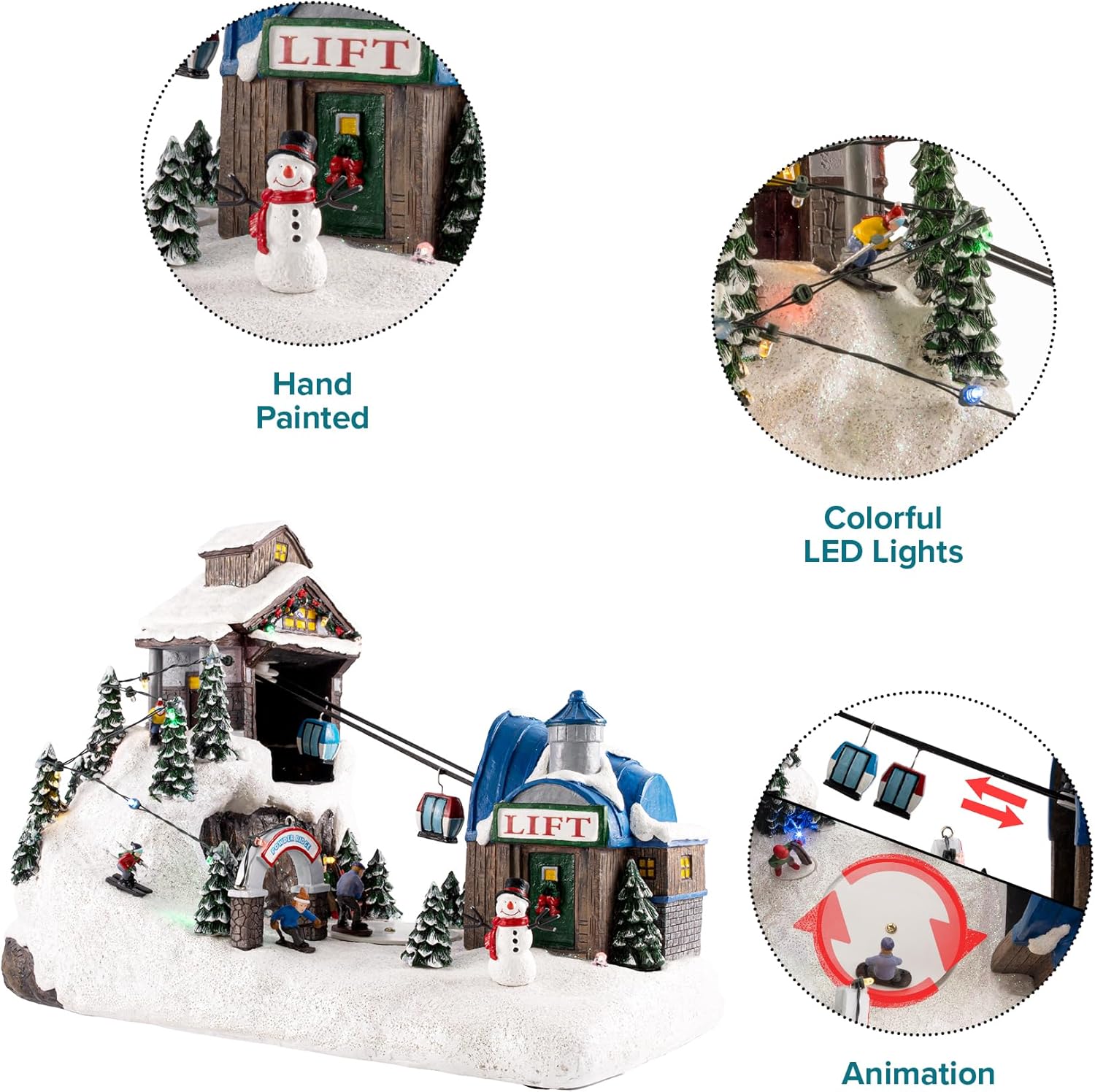 Animated Christmas Village with LED Lights and Music