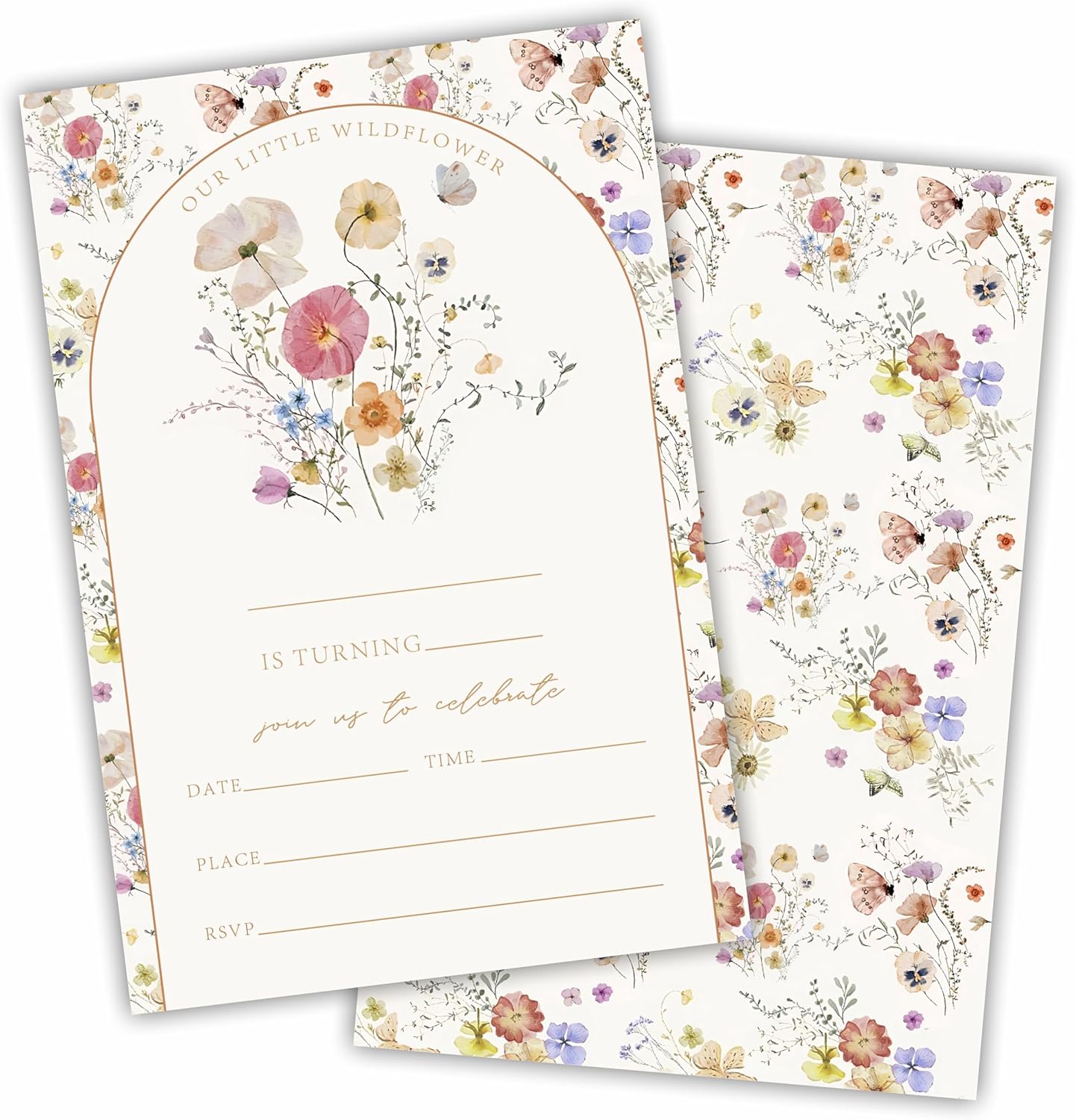 Little Wild Flower Birthday Invitations With Envelopes A15