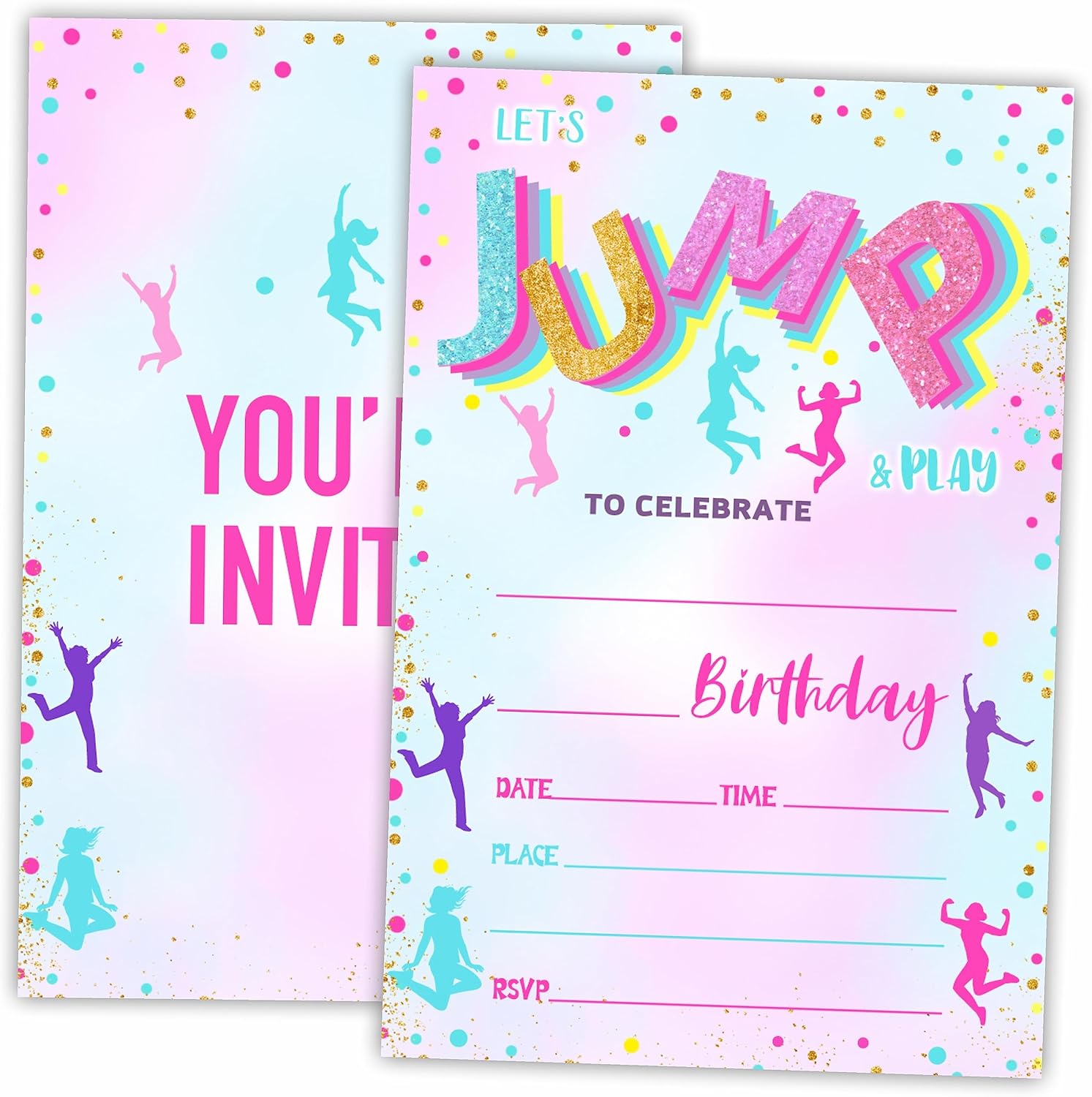 AWSICE Trampoline Fill-In Birthday Invites 20 Cards with Envelopes