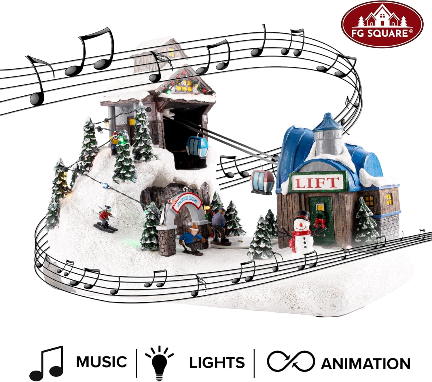 Animated Christmas Village with LED Lights and Music