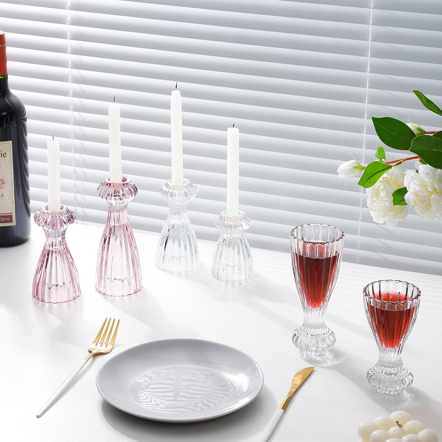 Lysenn Glass Candlestick Holder Set of 3
