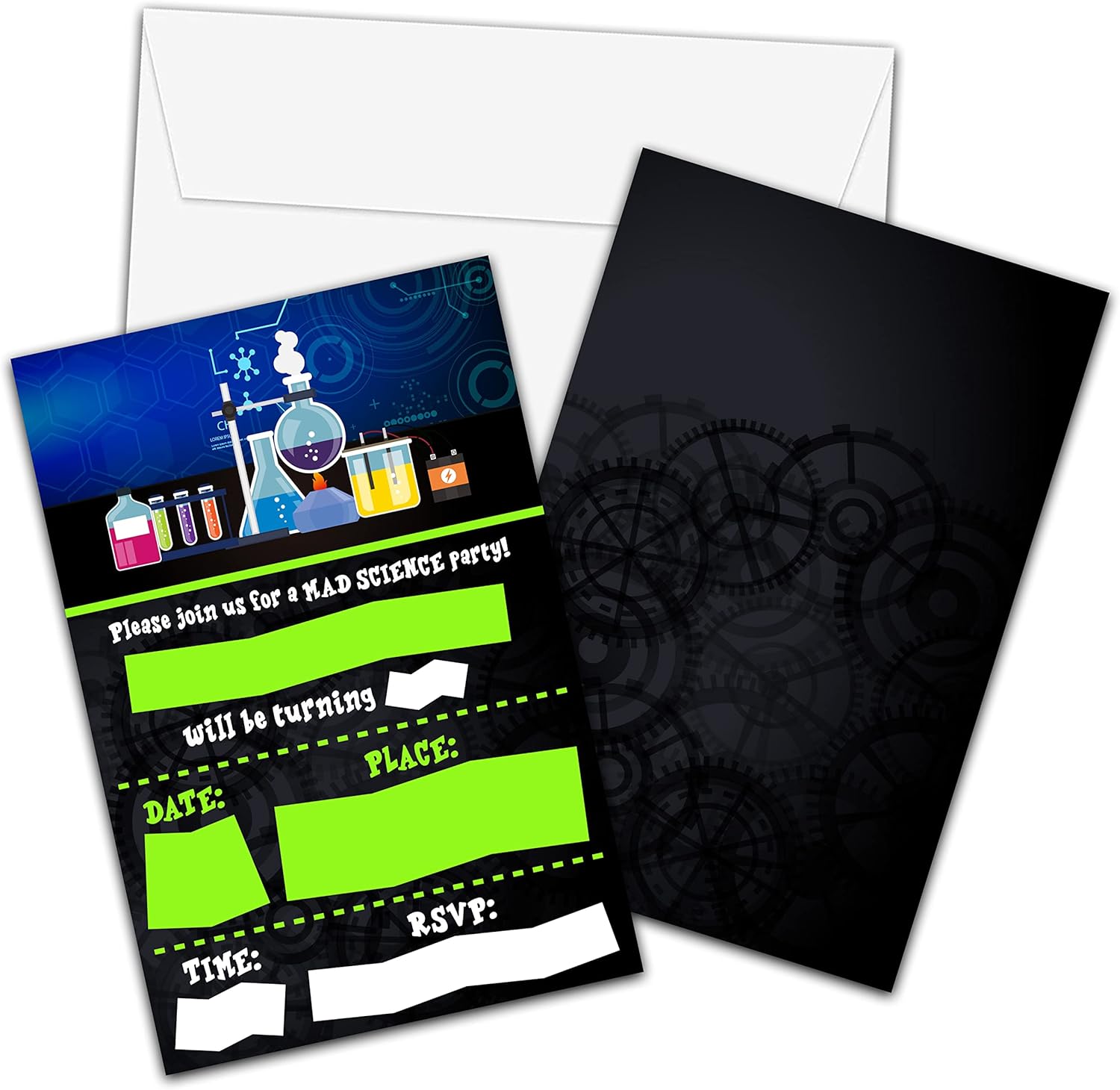 Science Birthday Invitations with Envelopes - 20 Pack