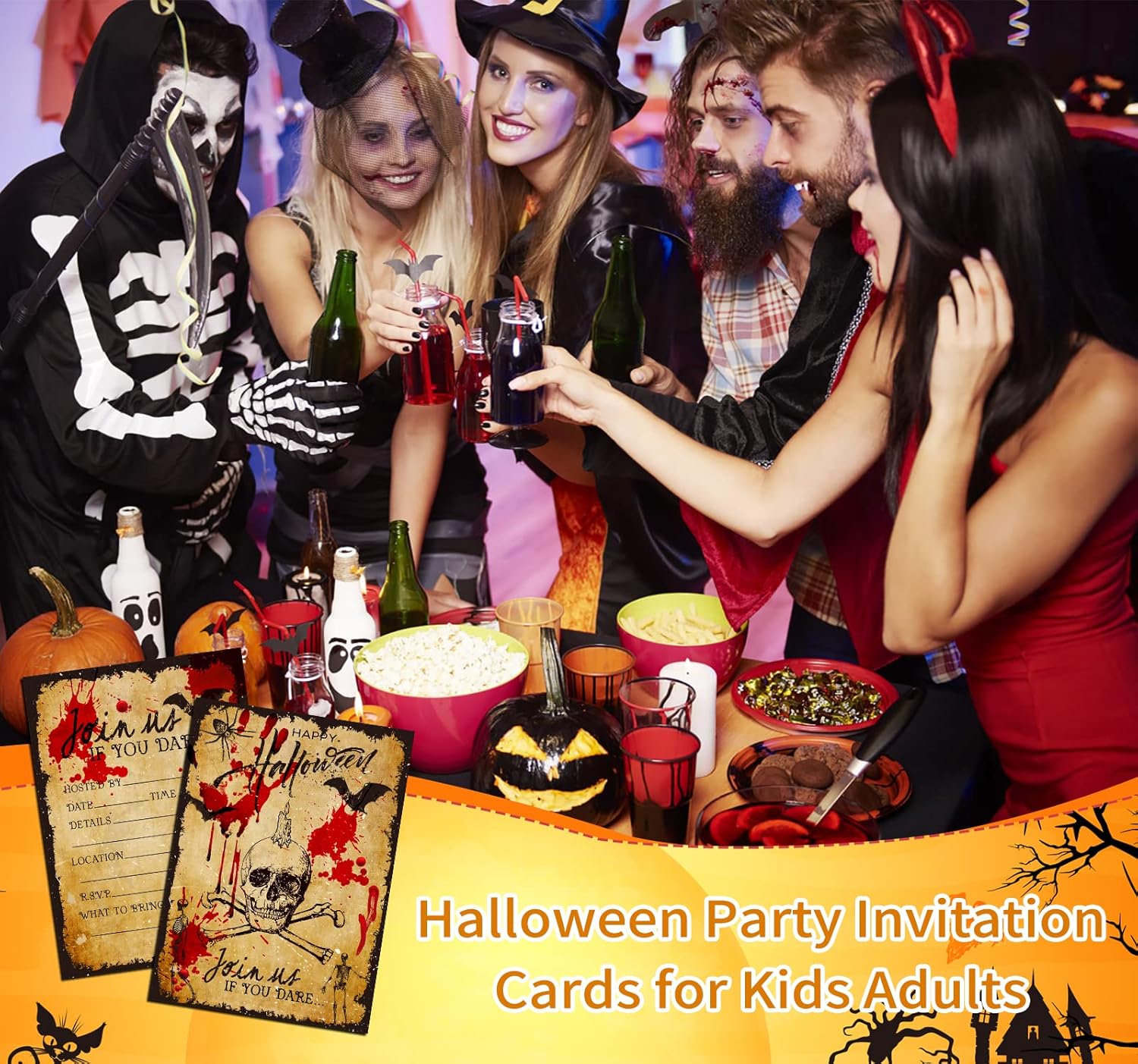 FLYAB Halloween Invitation Cards 12pcs with Envelopes