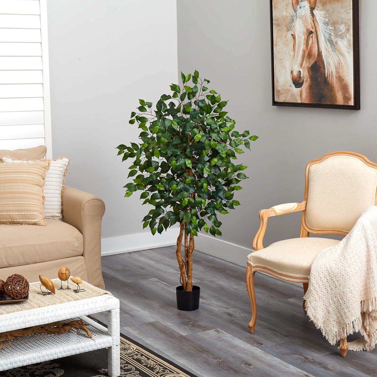 Nearly Natural 4ft Triple Trunk Artificial Ficus Tree