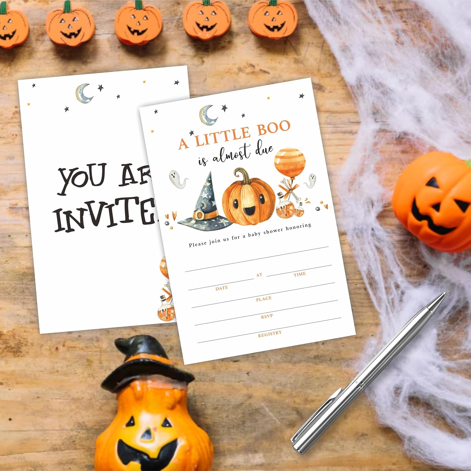 A Little Boo Is Almost Due Gender Reveal Invites