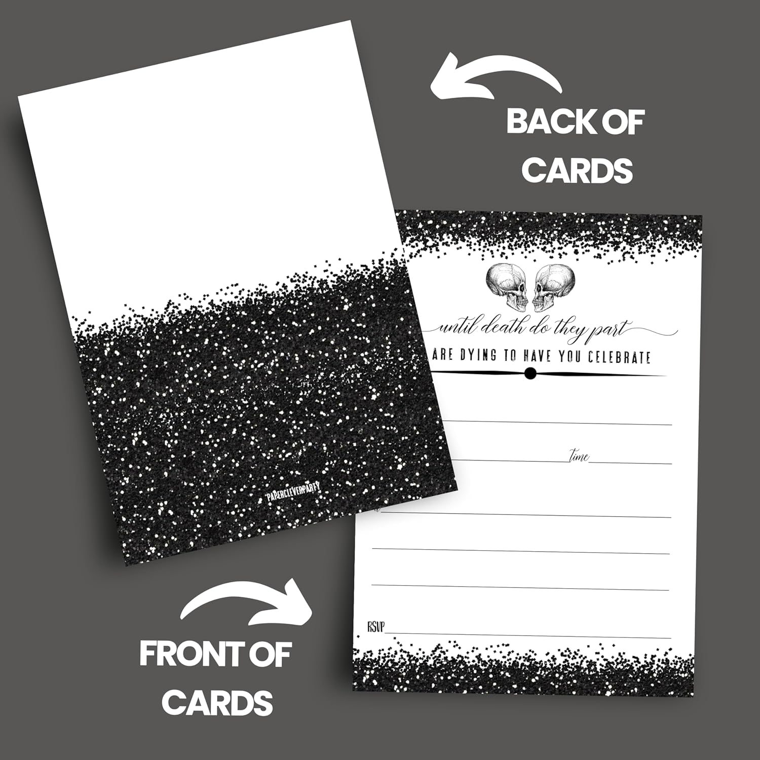 Glam Skull Halloween Invitations with Envelopes - 25 Pack