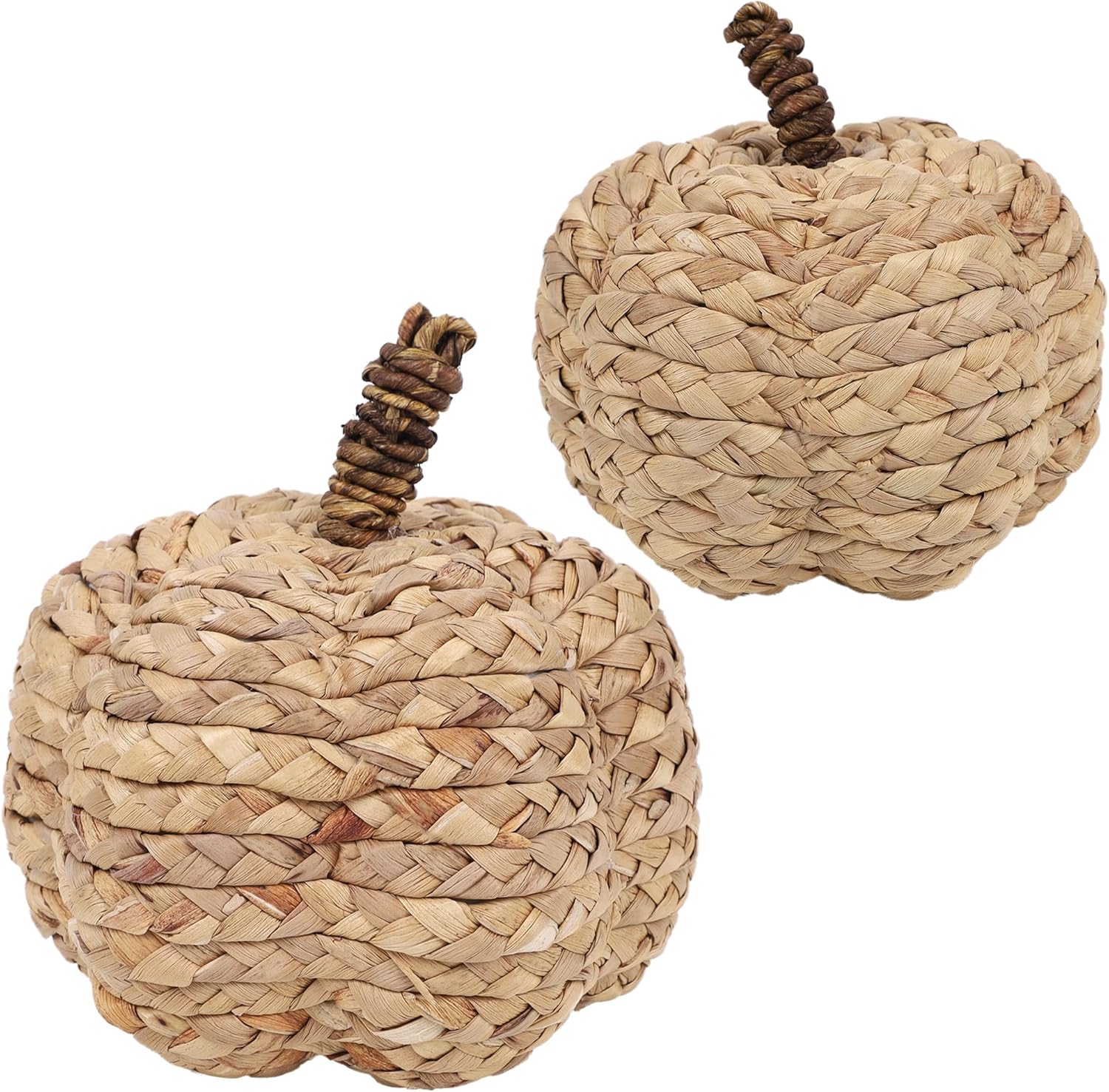 Winemana 2 Pack Beige Woven Pumpkin Decorations