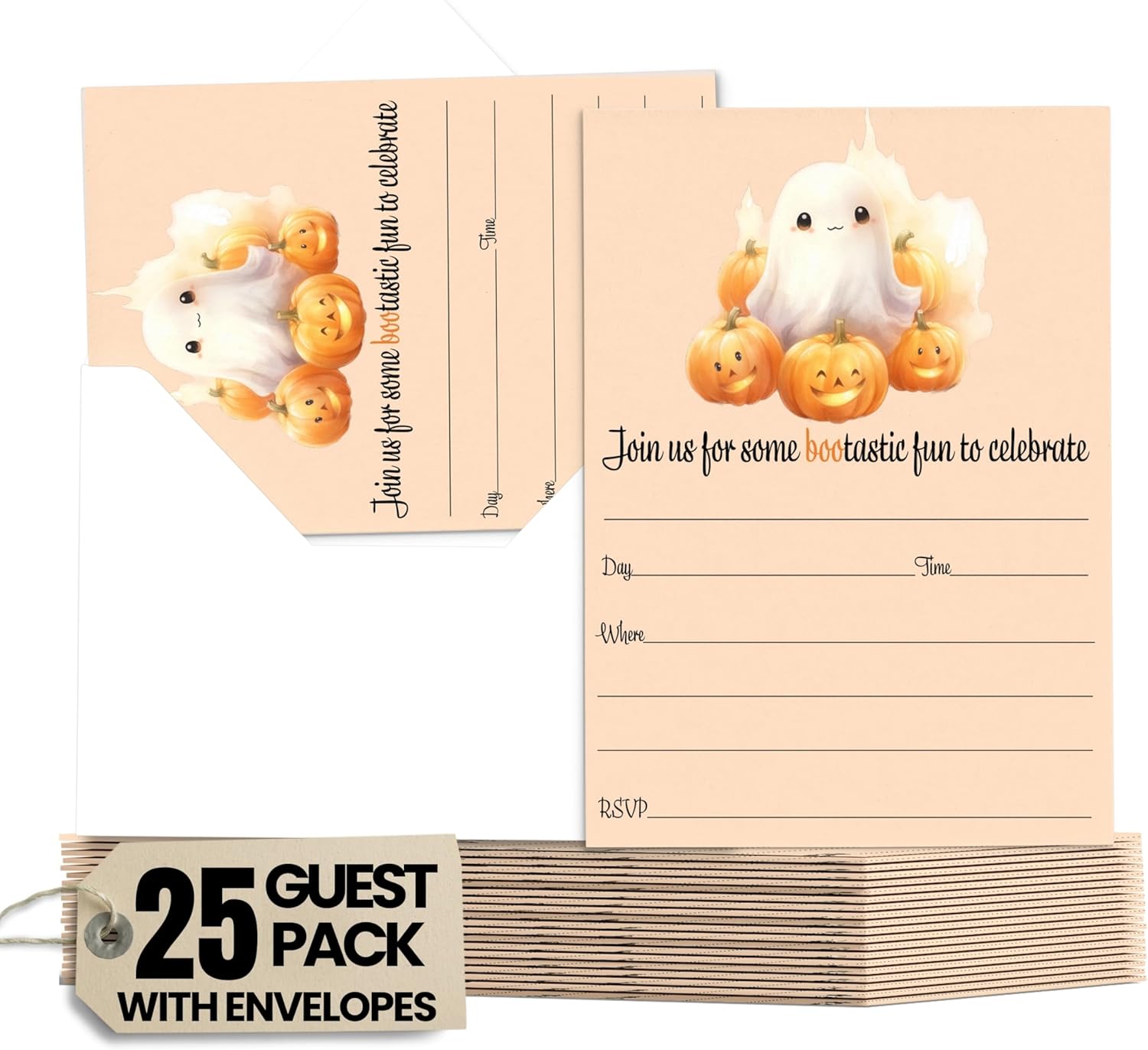 Boo Bash Halloween Invites with Envelopes 25 Guests