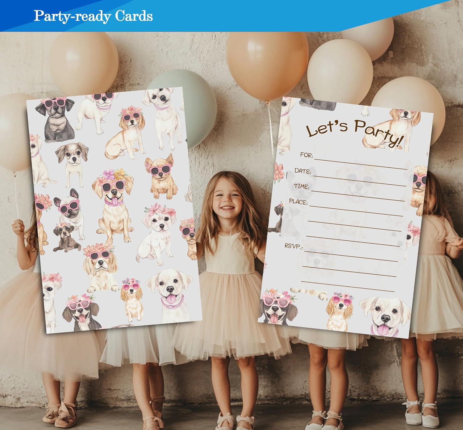 Puppy Dog Birthday Invitations for Girls 4x6 30 Sets