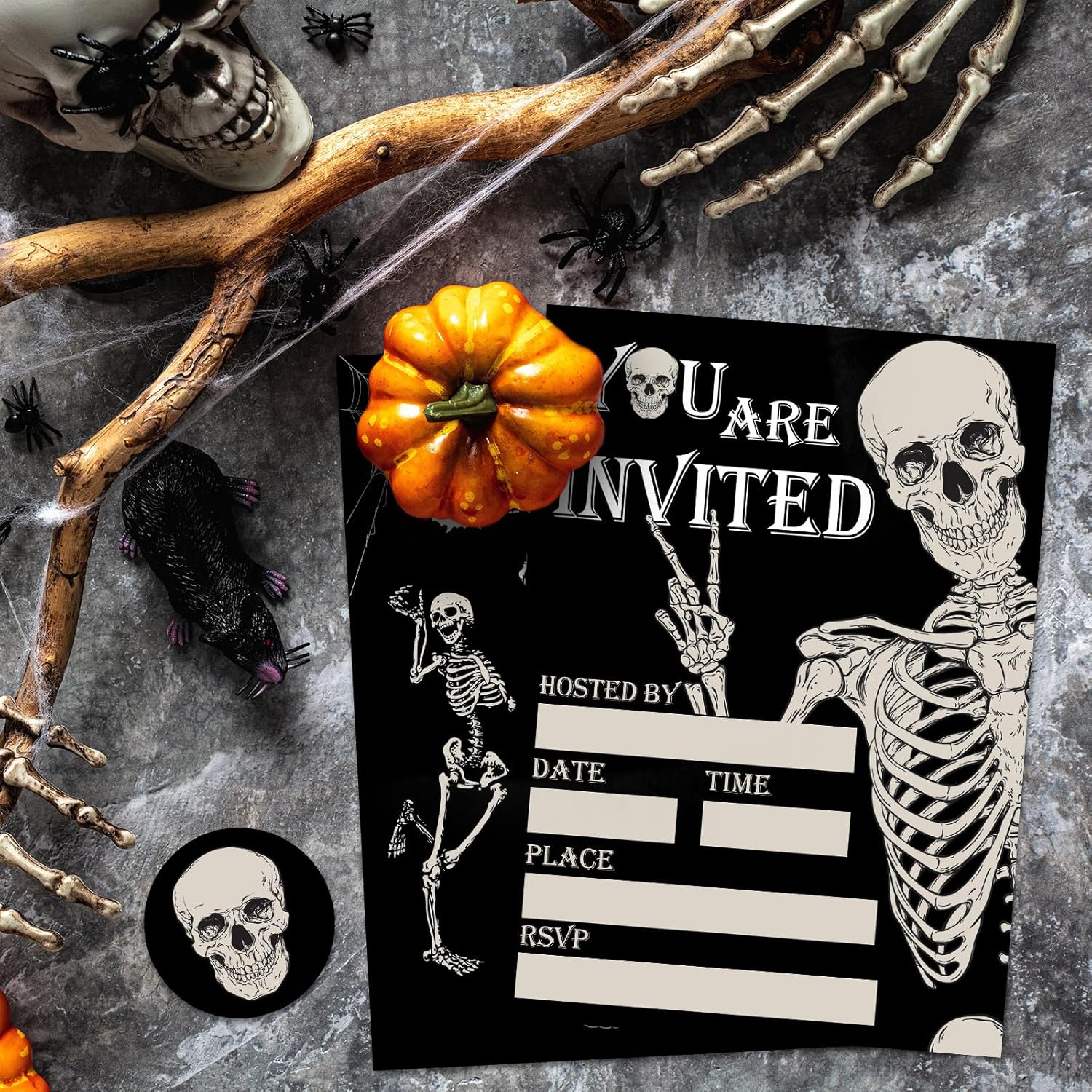 Whaline 25 Piece Halloween Invitation Set with Envelopes and Stickers