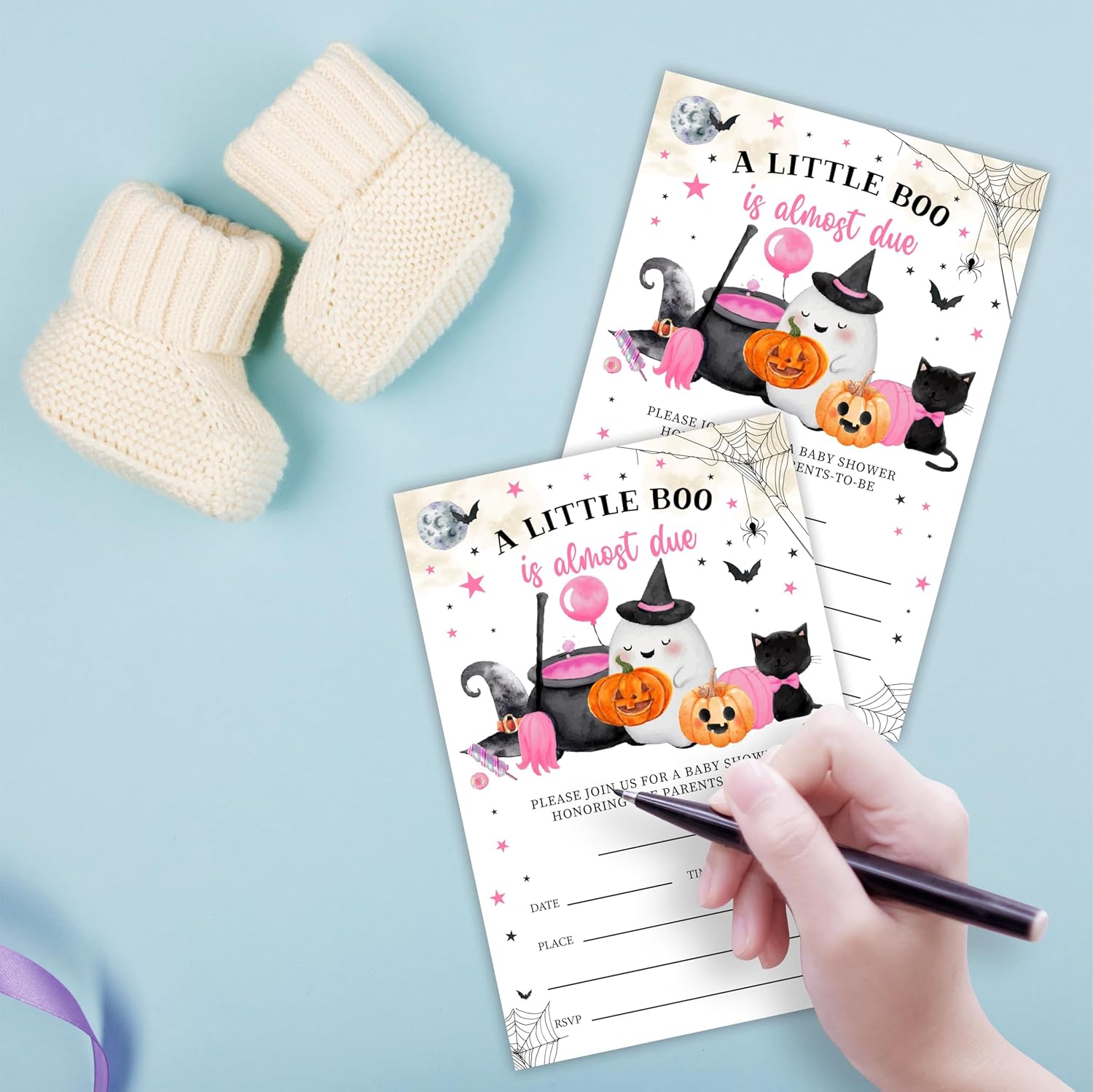 25 Halloween Baby Shower Invitations with Envelopes 1